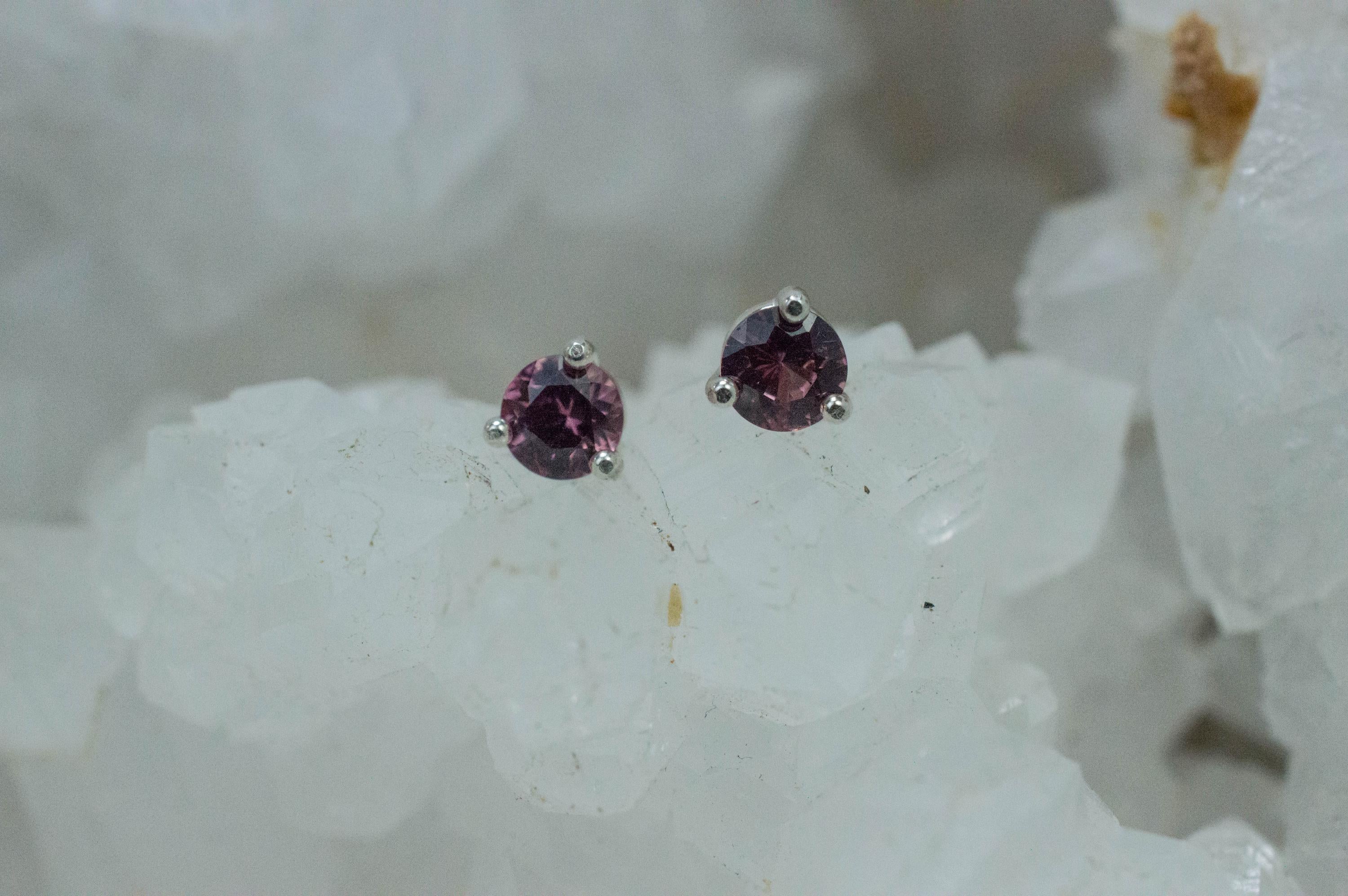 Rhodolite Garnet Earrings, Genuine Untreated Tanzanian Garnet; 0.565cts