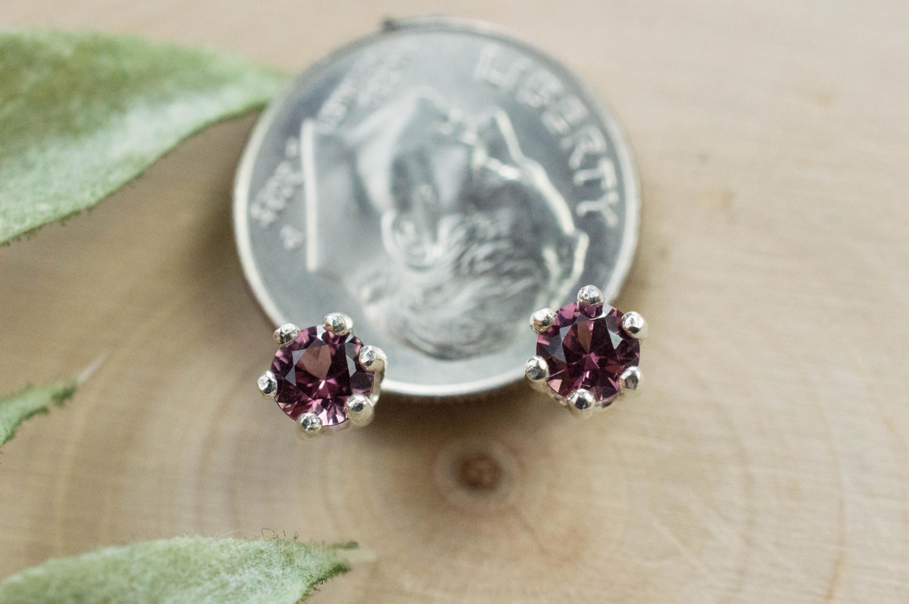 Rhodolite Garnet Earrings, Genuine Untreated Tanzanian Garnet; 0.610cts