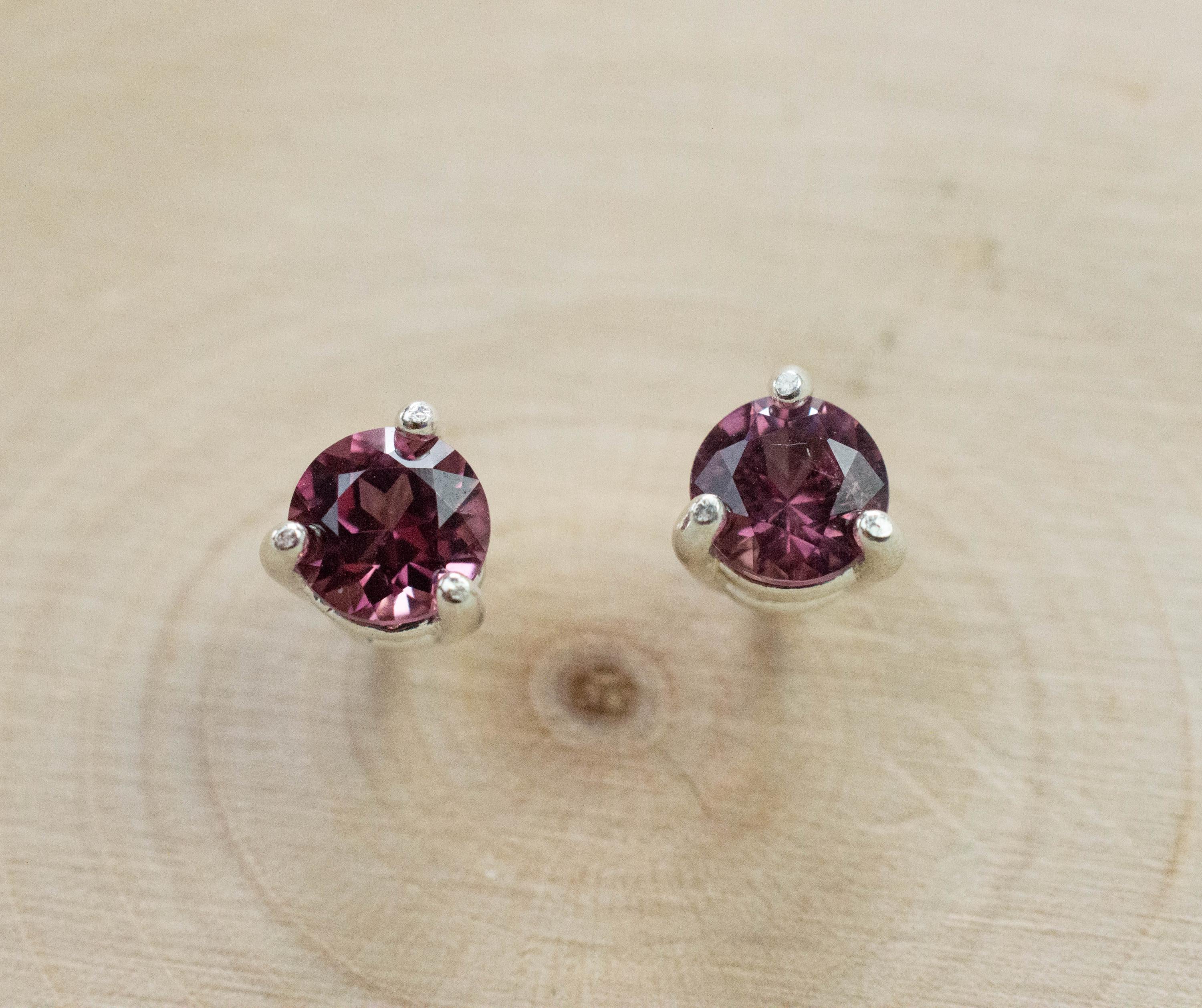 Rhodolite Garnet Earrings, Genuine Untreated Tanzanian Garnet; 1.195cts