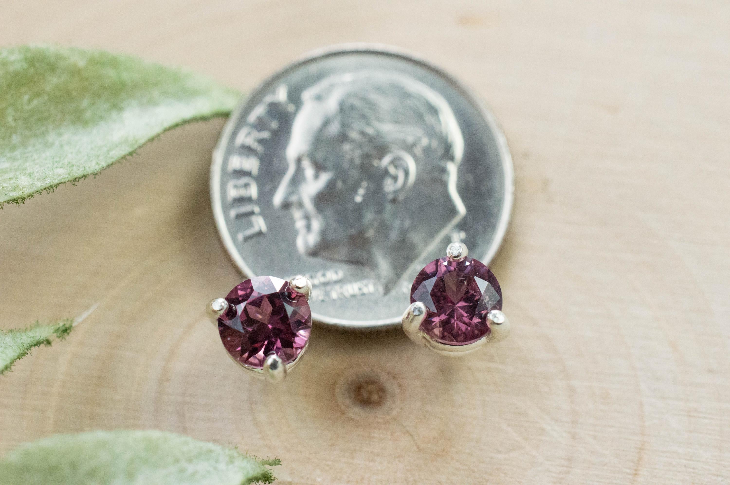 Rhodolite Garnet Earrings, Genuine Untreated Tanzanian Garnet; 1.195cts