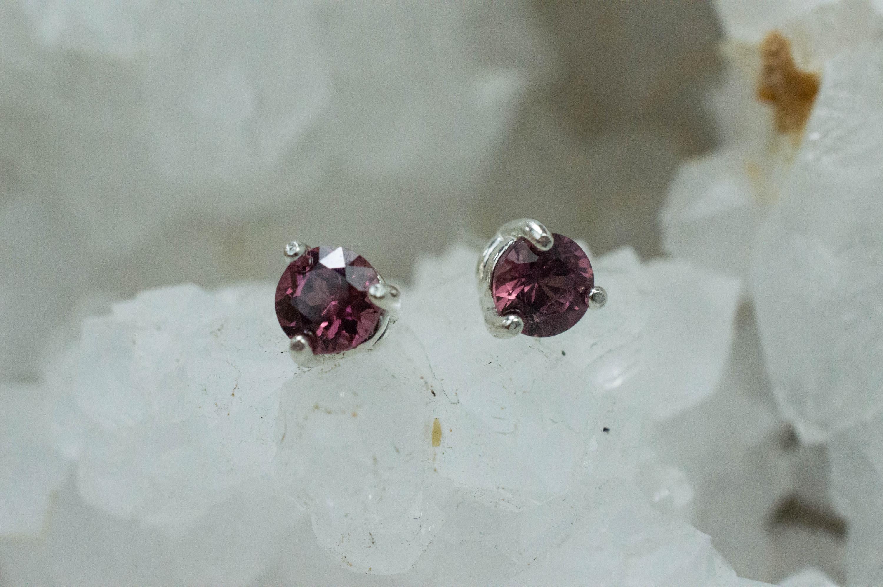 Rhodolite Garnet Earrings, Genuine Untreated Tanzanian Garnet; 1.195cts