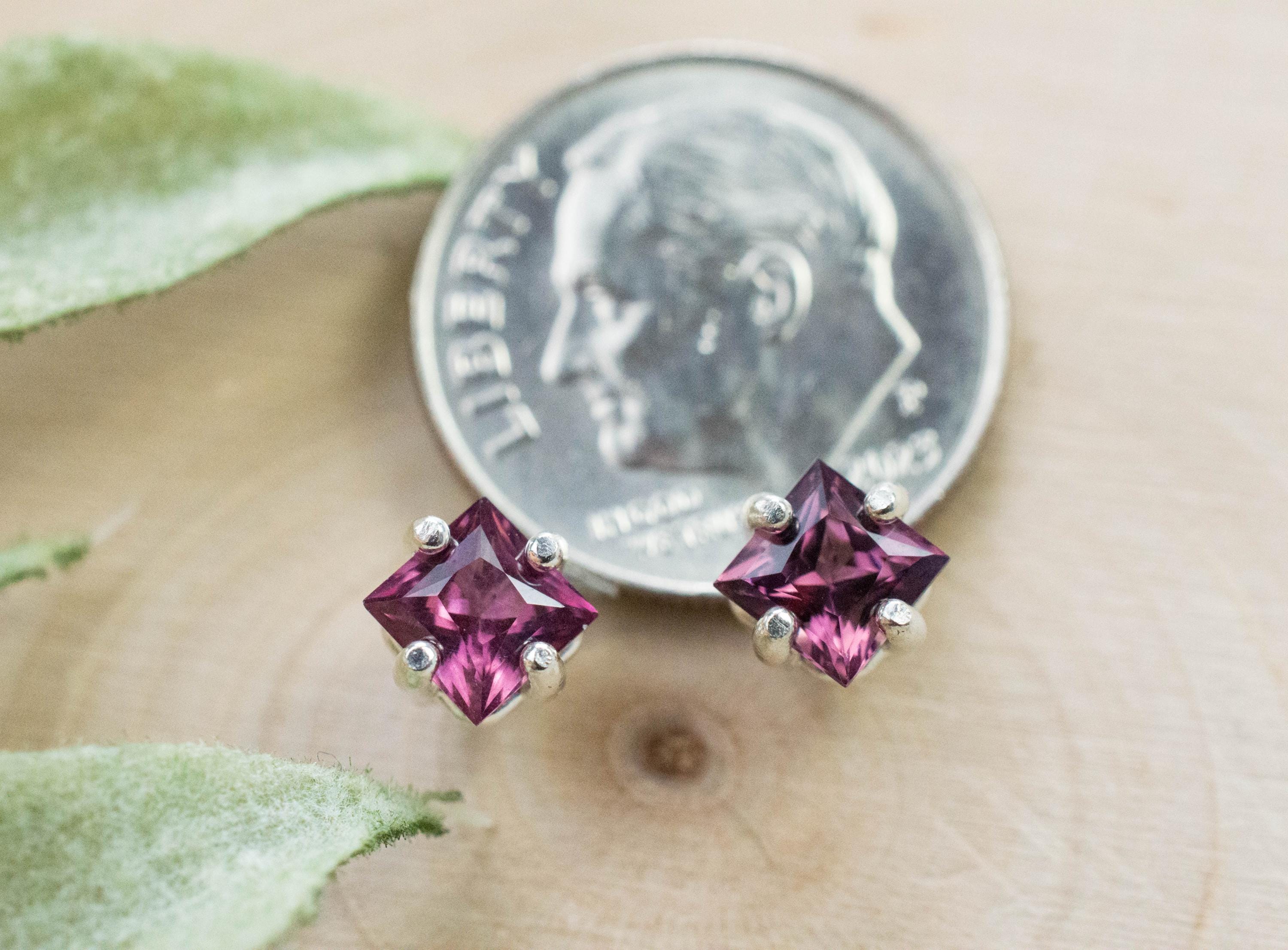 Rhodolite Garnet Earrings, Genuine Untreated Tanzanian Garnet; 1.260cts