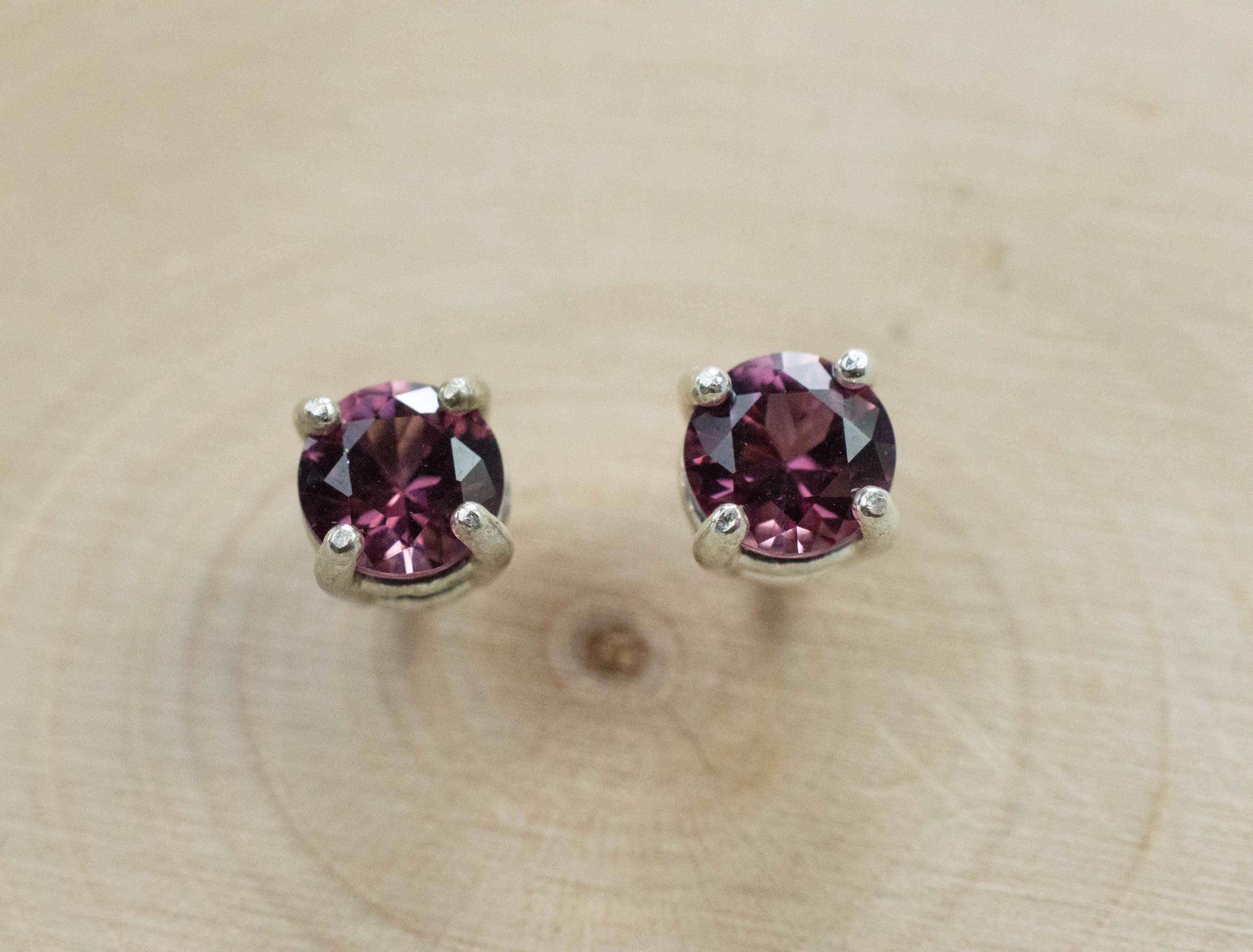 Rhodolite Garnet Earrings, Natural Untreated Tanzanian Garnet; 1.545cts