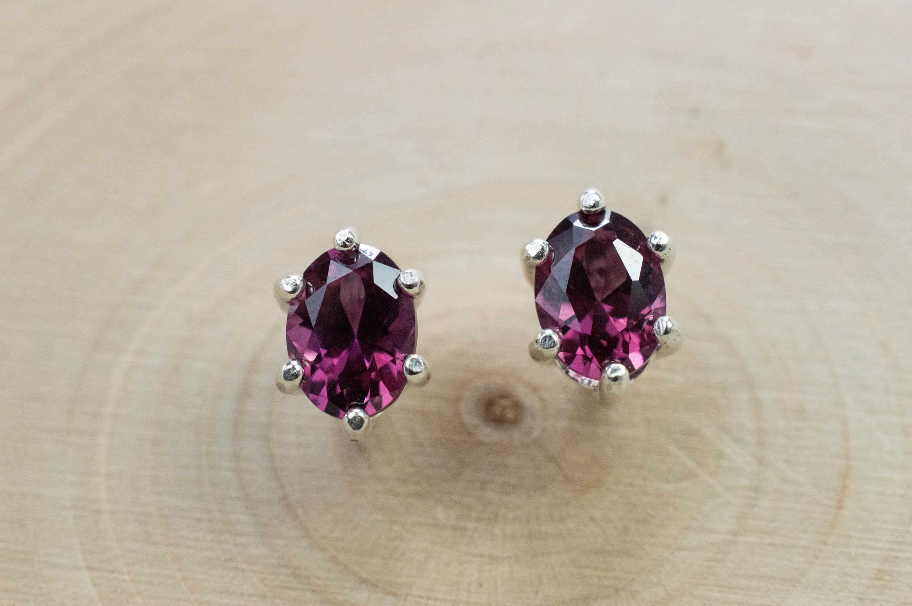 Rhodolite Garnet Earrings, Genuine Untreated Tanzanian Garnet; 2.445cts