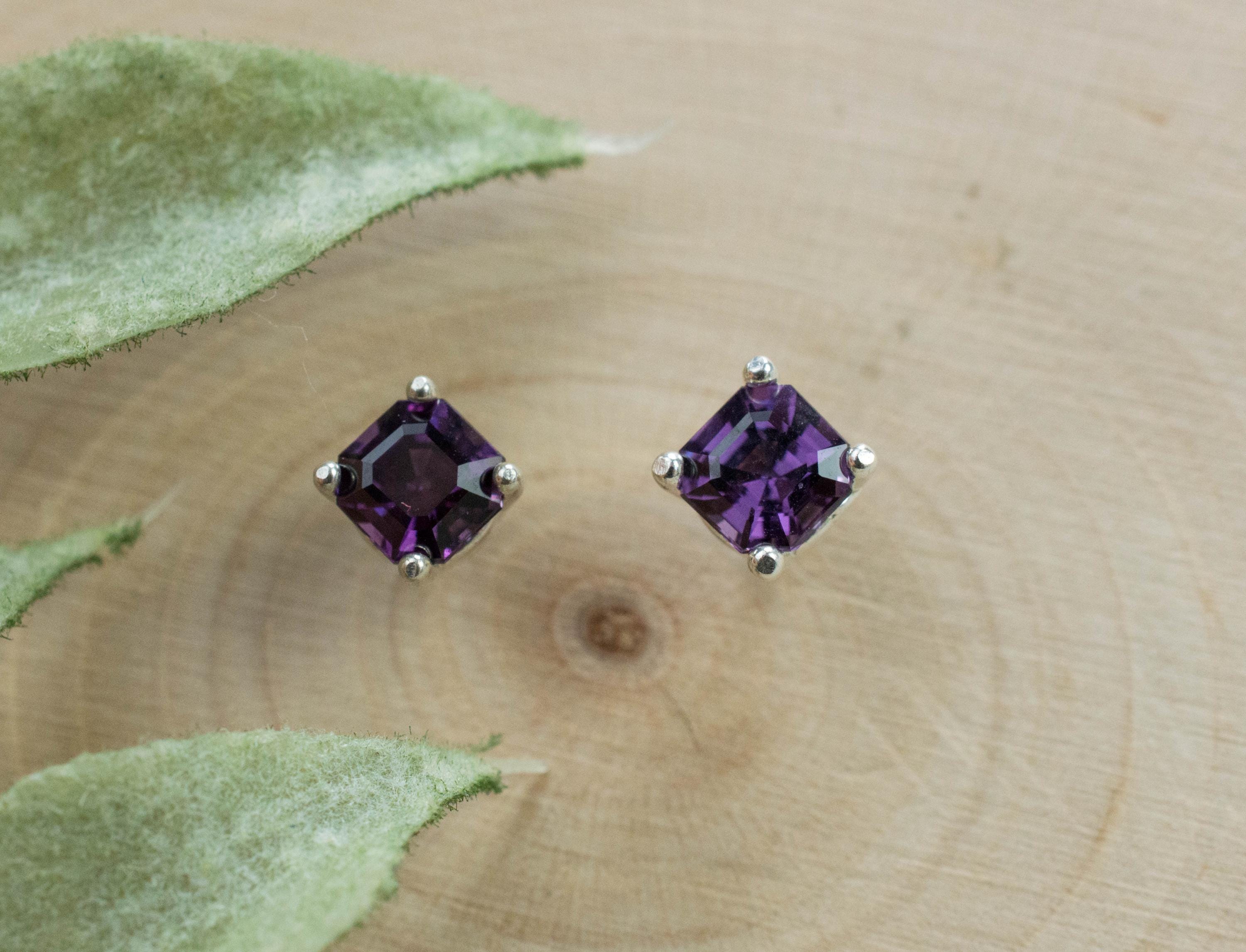 Purple Spinel Earrings; Genuine Untreated Mozambique Spinel; 0.950cts