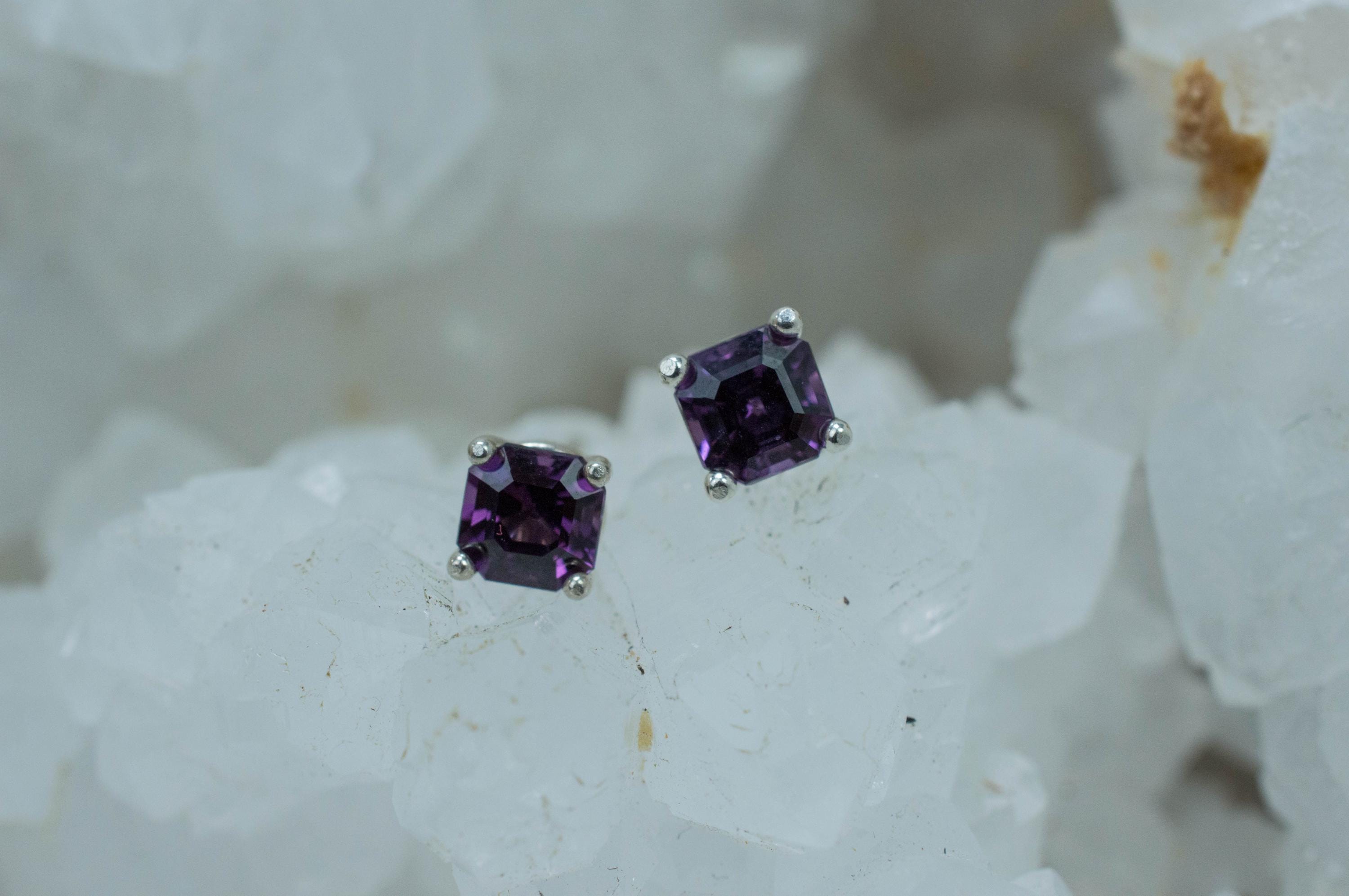 Purple Spinel Earrings; Genuine Untreated Mozambique Spinel; 0.950cts