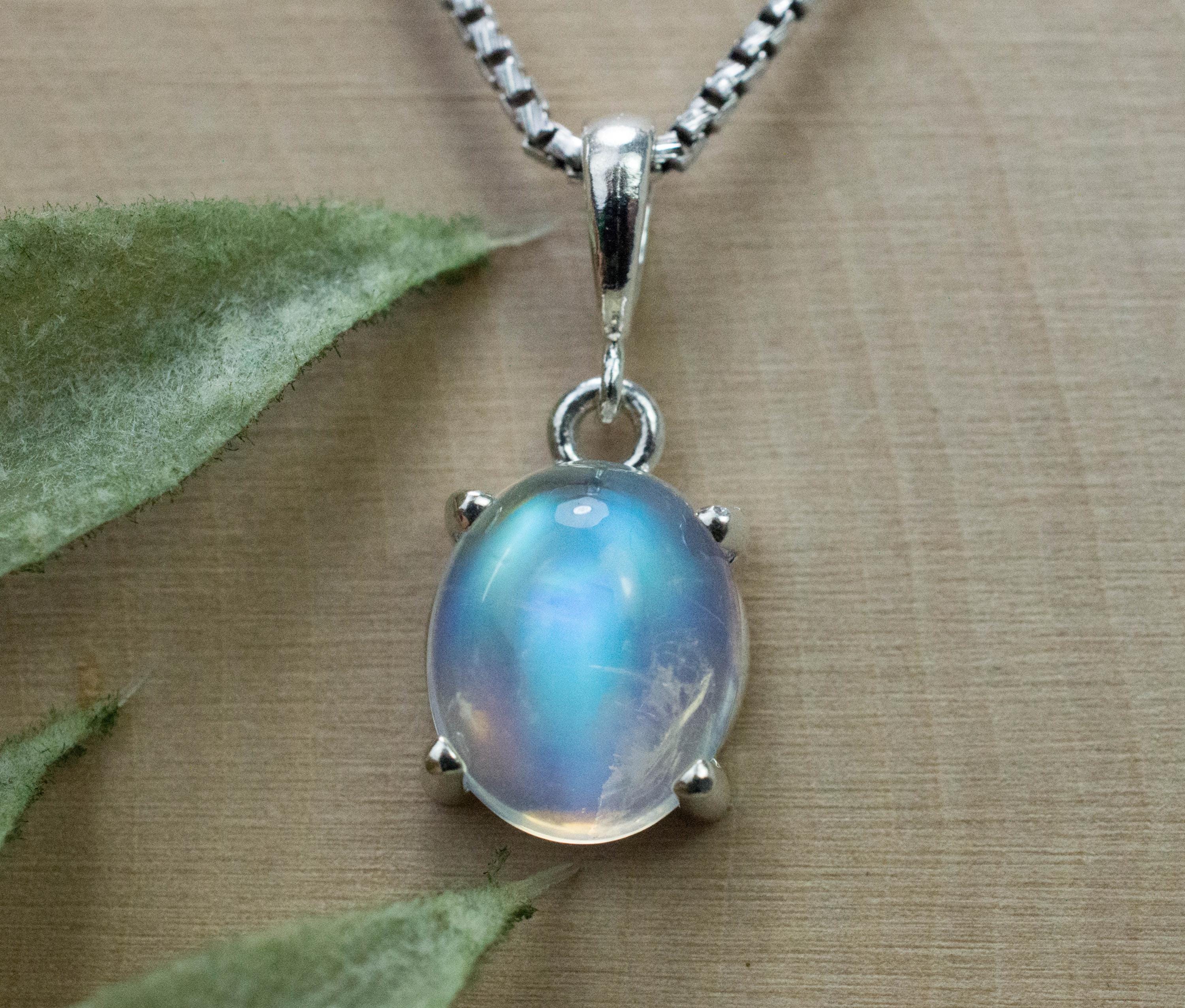 Rainbow Moonstone Pendant, Natural Untreated India Moonstone; 3.665cts