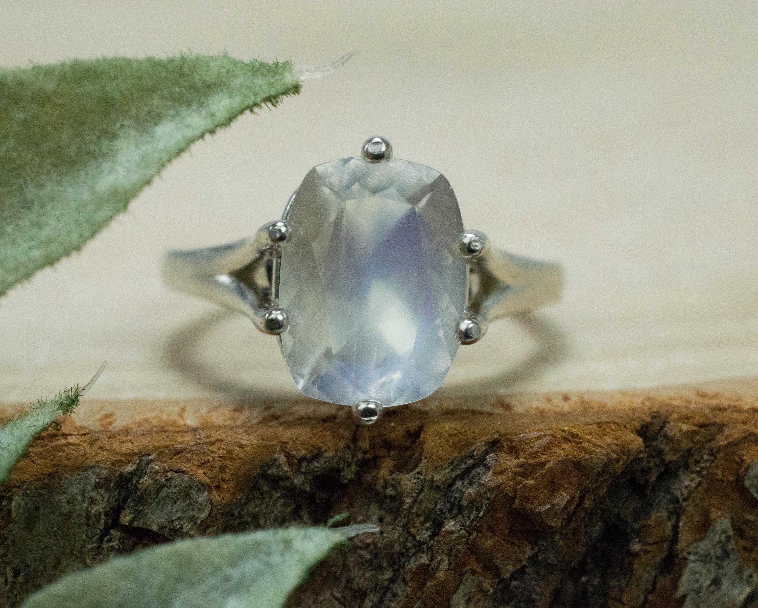 Rainbow Moonstone Ring, Natural Untreated Indian Moonstone; 3.570cts