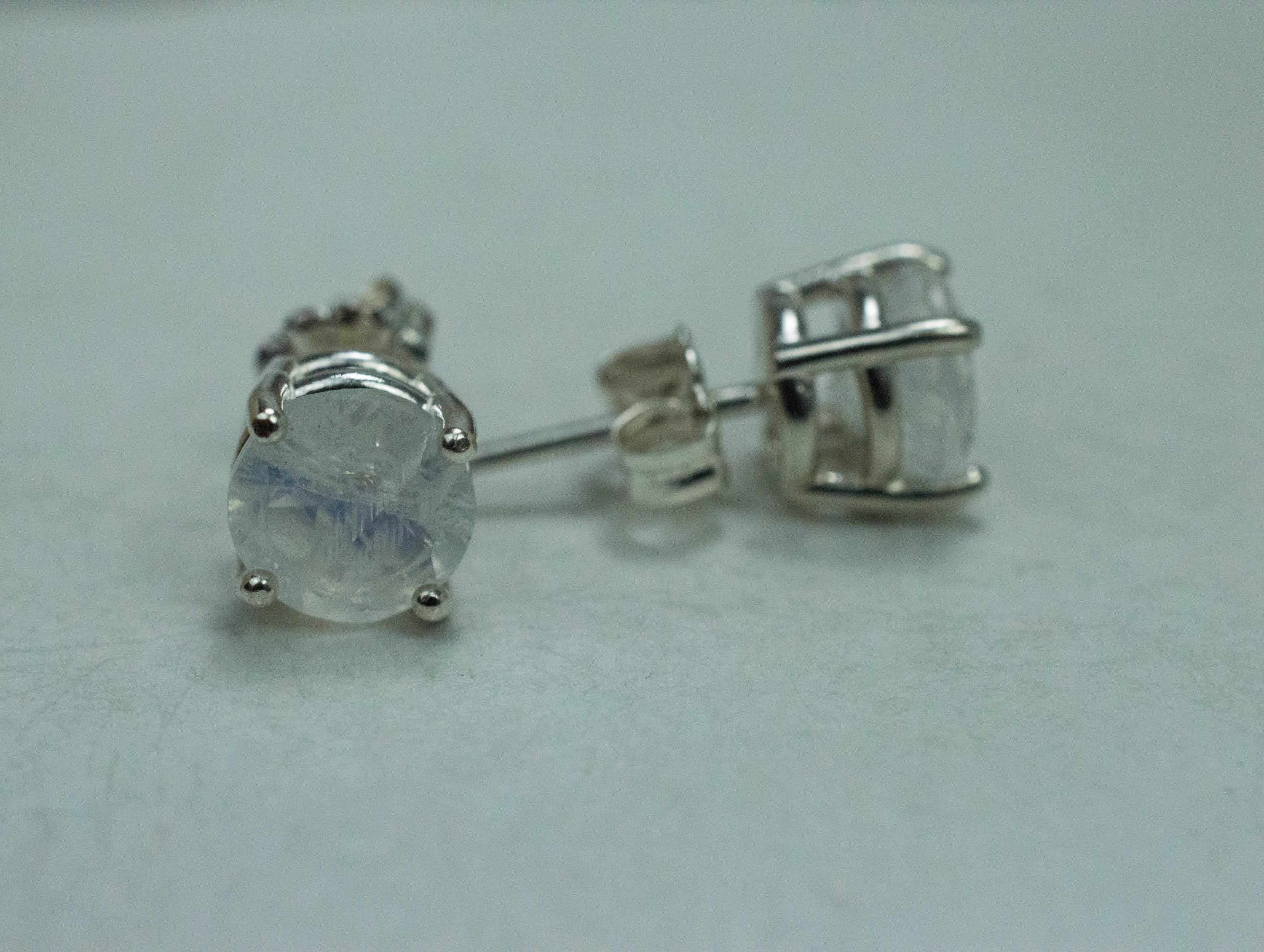 Rainbow Moonstone Earrings, Natural Untreated India Moonstone; 2.260cts