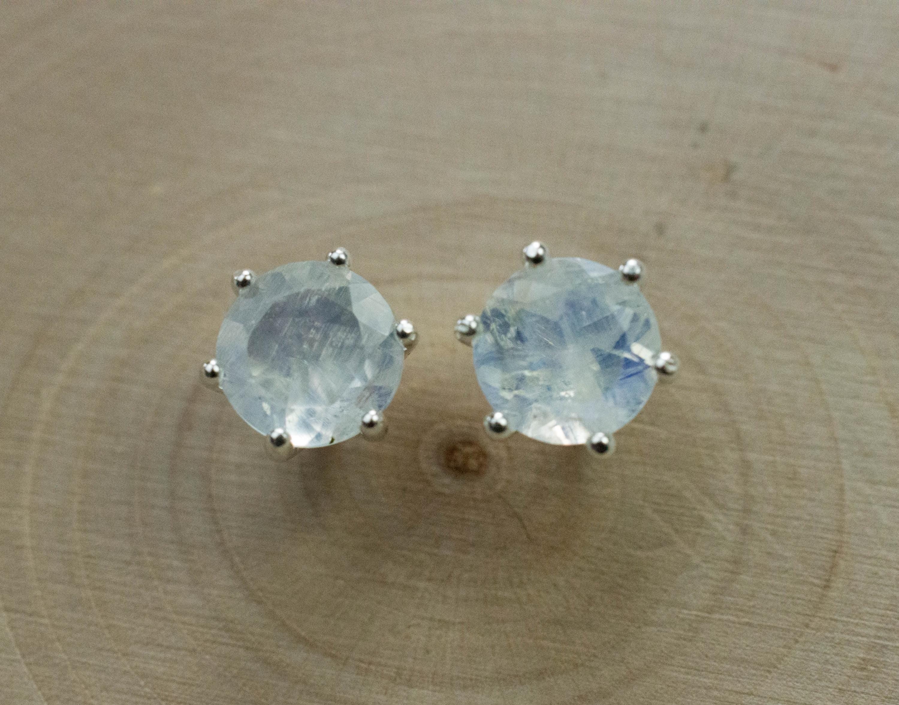 Rainbow Moonstone Earrings, Natural Untreated India Moonstone; 2.275cts