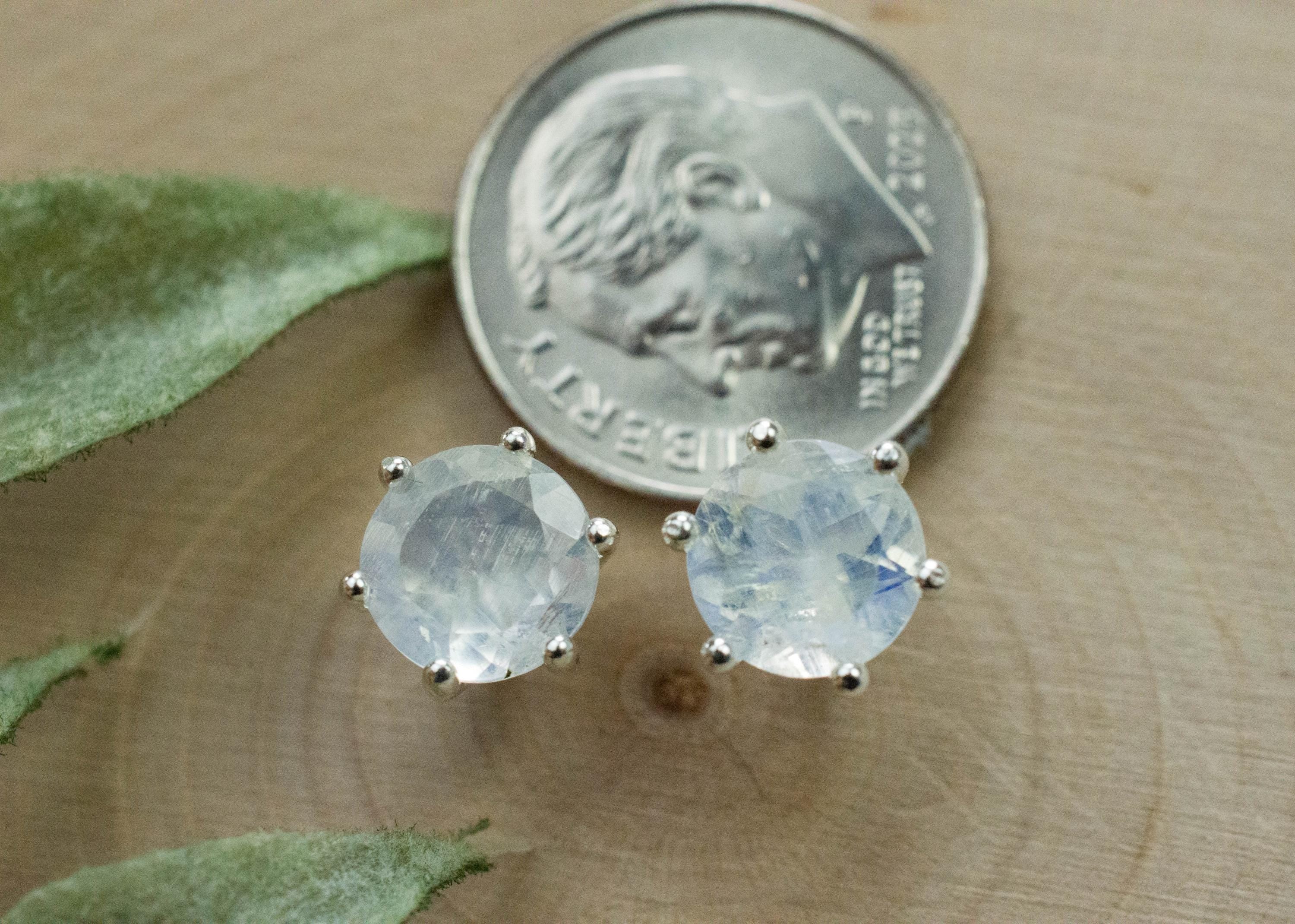 Rainbow Moonstone Earrings, Natural Untreated India Moonstone; 2.275cts