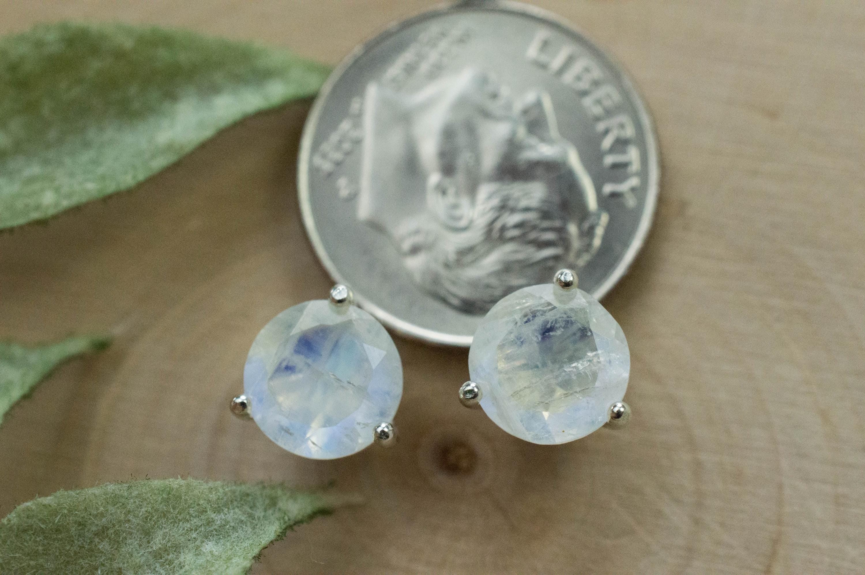 Rainbow Moonstone Earrings, Natural Untreated India Moonstone; 2.305cts