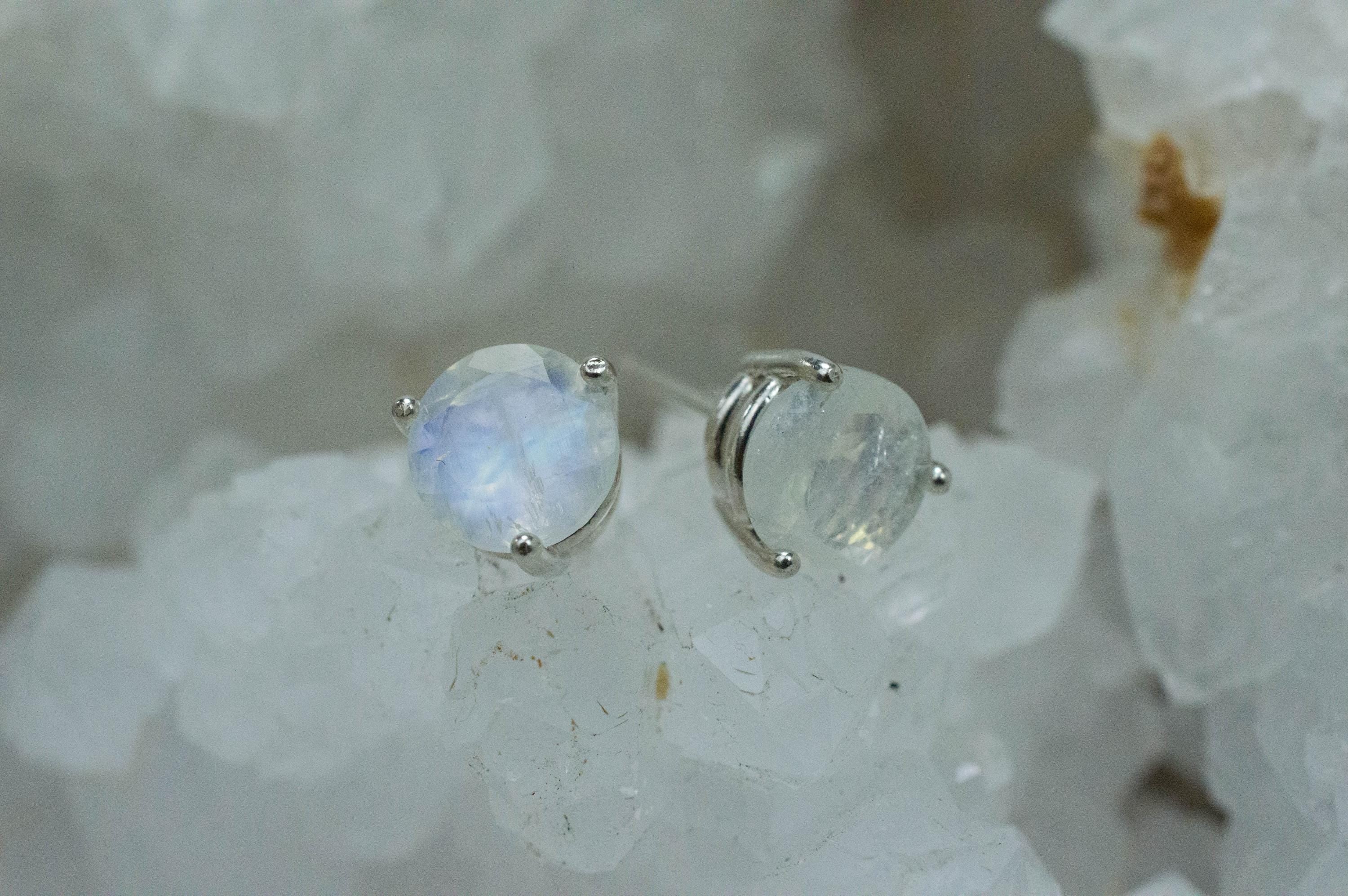 Rainbow Moonstone Earrings, Natural Untreated India Moonstone; 2.305cts