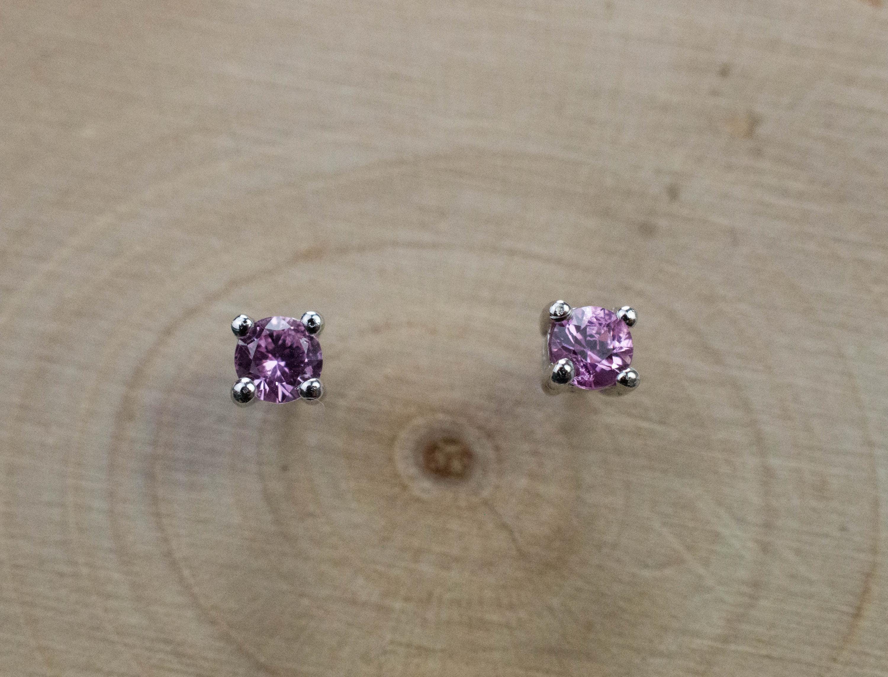 Pink Sapphire Earrings; Natural Untreated Sri Lanka Sapphire; 0.250cts