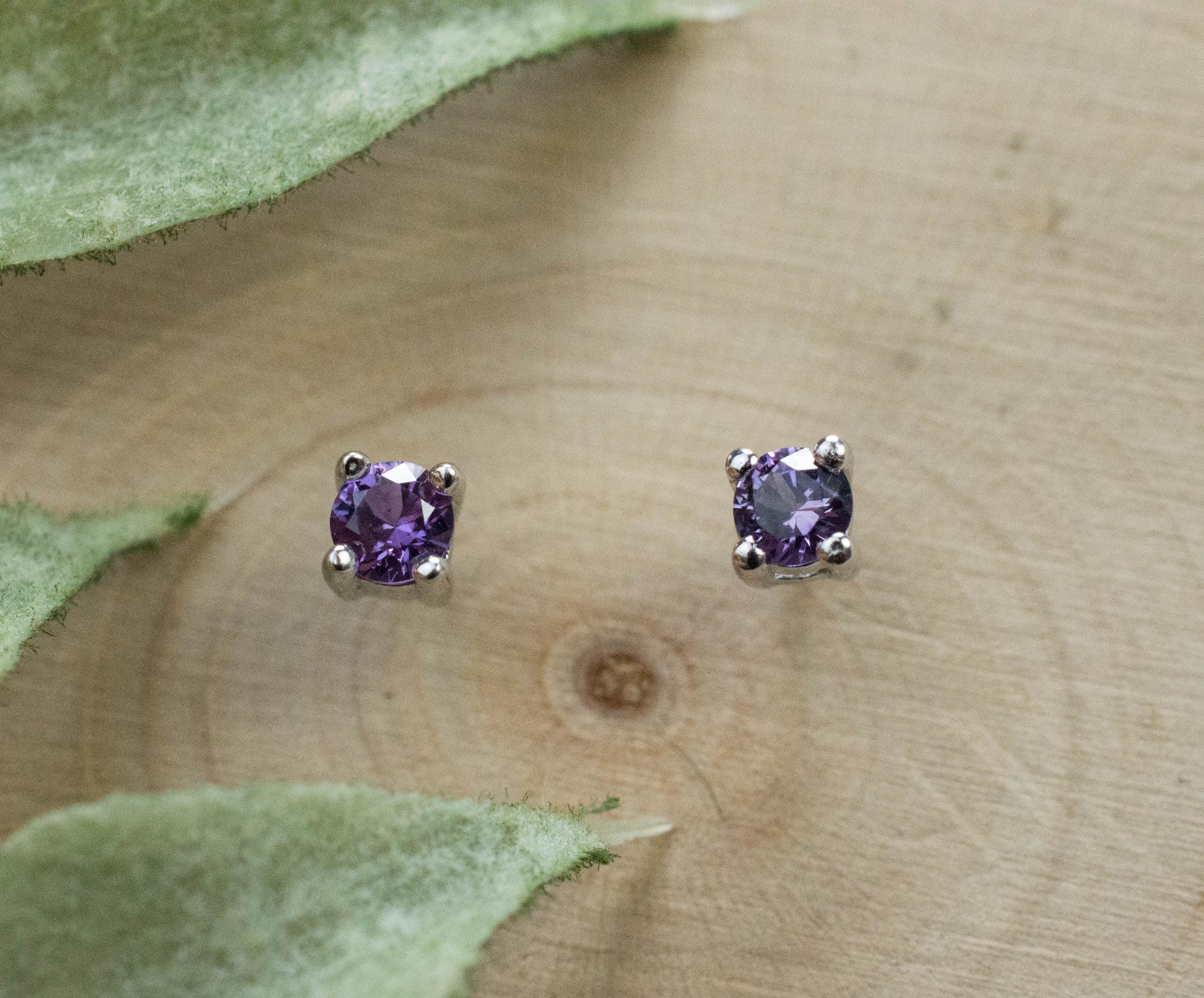 Purple Sapphire Earrings; Natural Sri Lanka Sapphire; 0.255cts