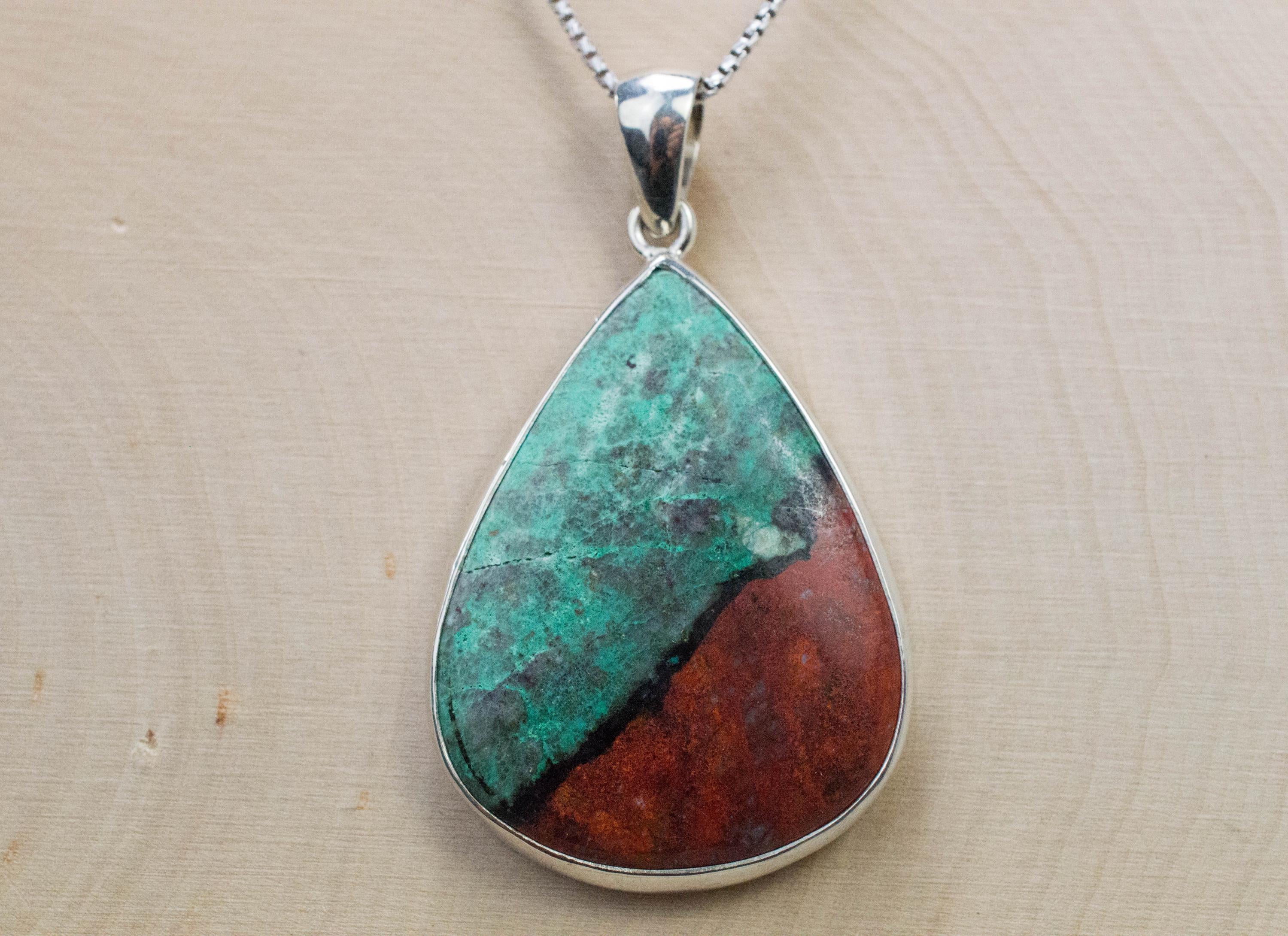 Sonora Sunset Chrysocolla Pendant; Natural Untreated Mexico Chrysocolla; Sonora Sunrise