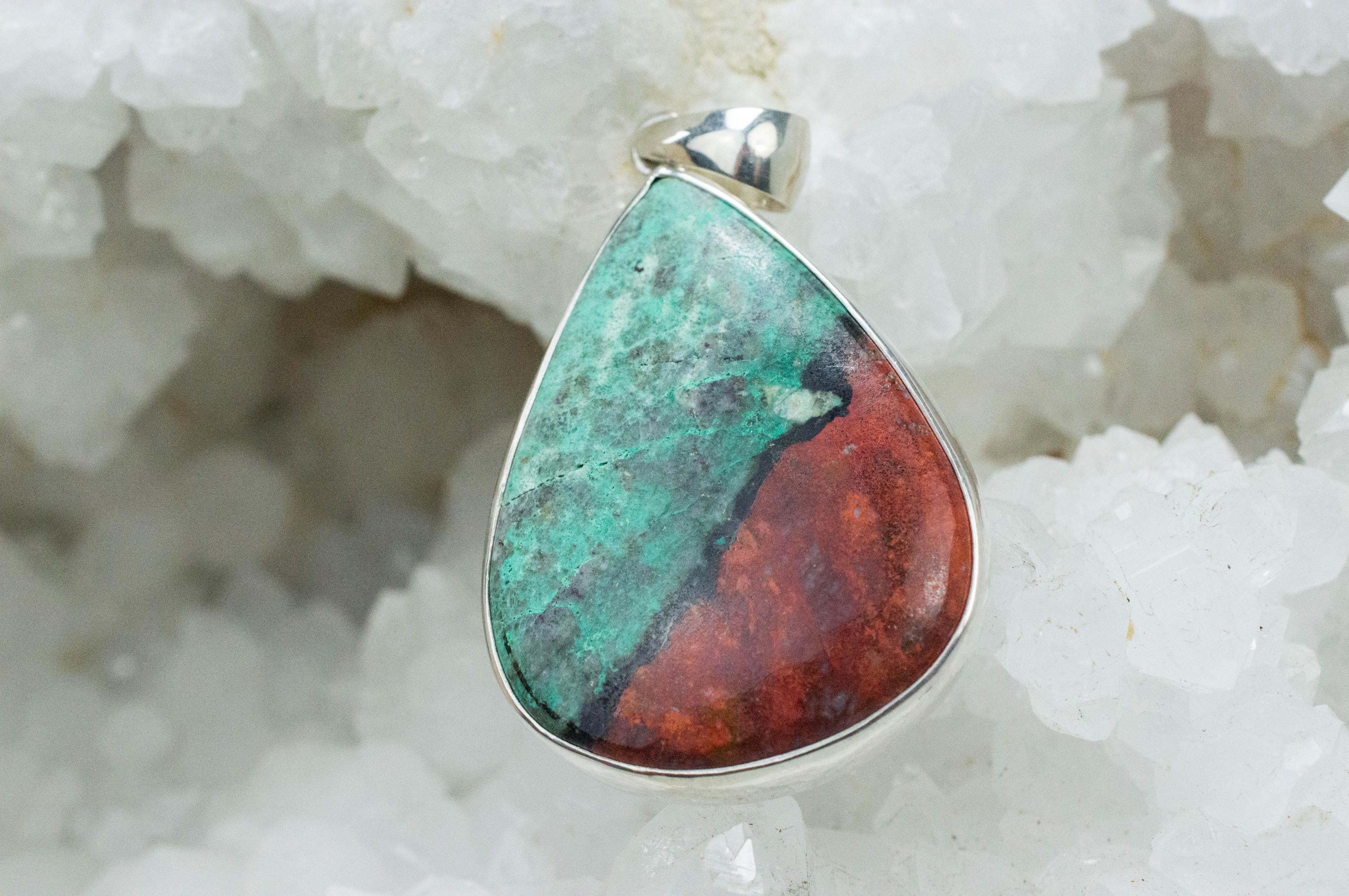 Sonora Sunset Chrysocolla Pendant; Natural Untreated Mexico Chrysocolla; Sonora Sunrise