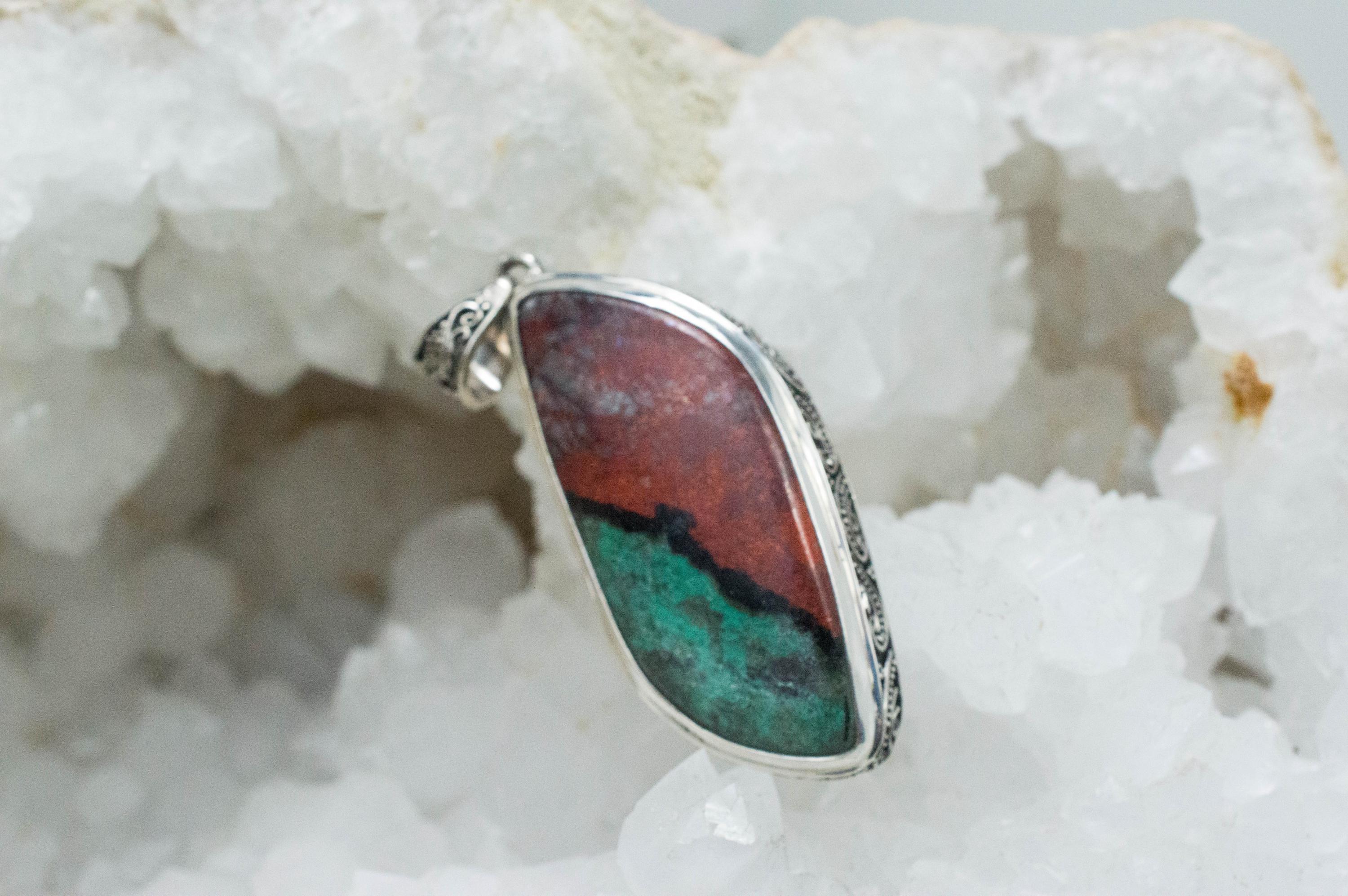 Sonora Sunset Chrysocolla Pendant; Natural Untreated Mexico Chrysocolla; Sonora Sunrise Necklace