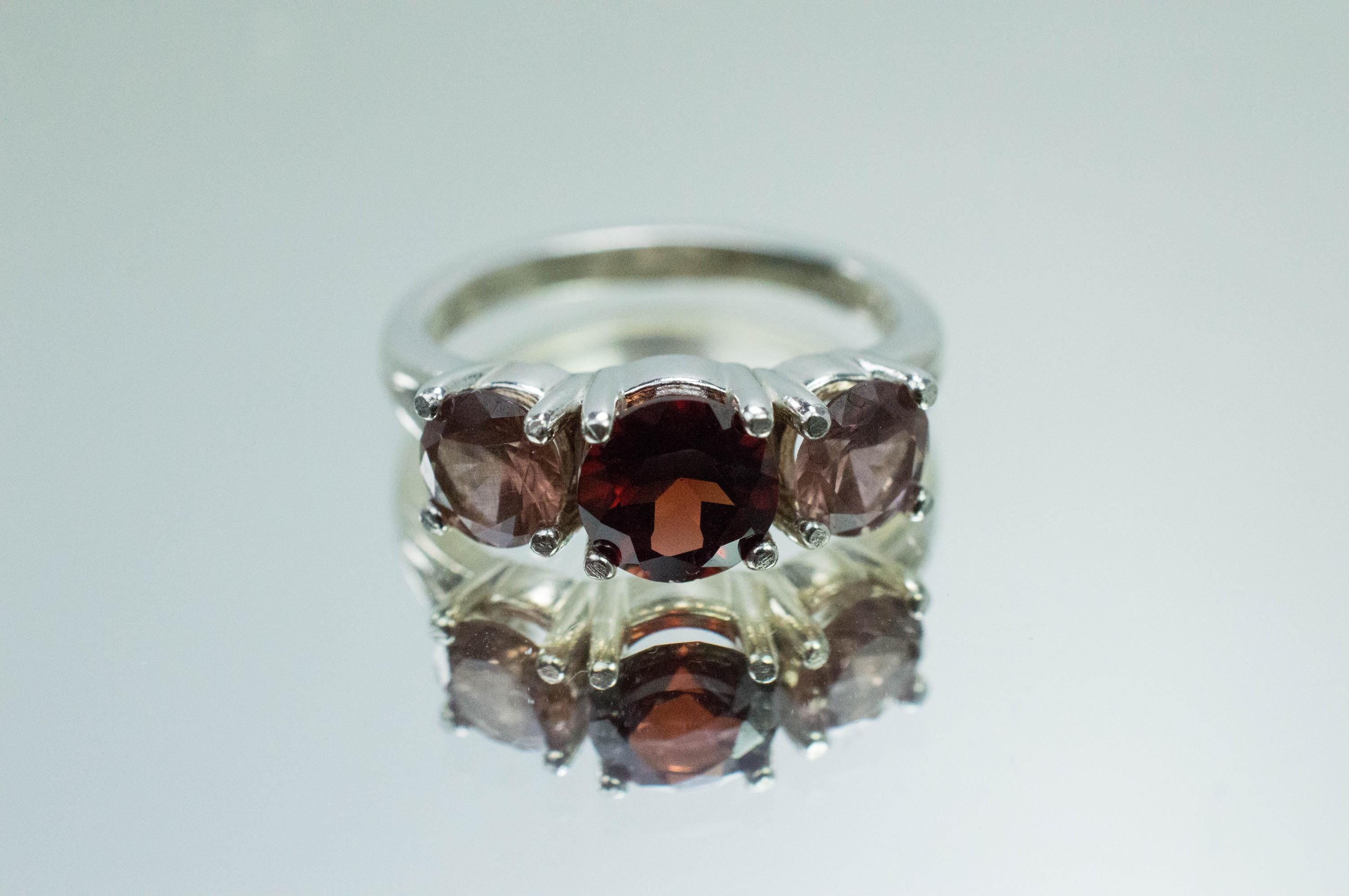 Pyrope and Imperial Garnet Ring; Genuine Untreated Garnets