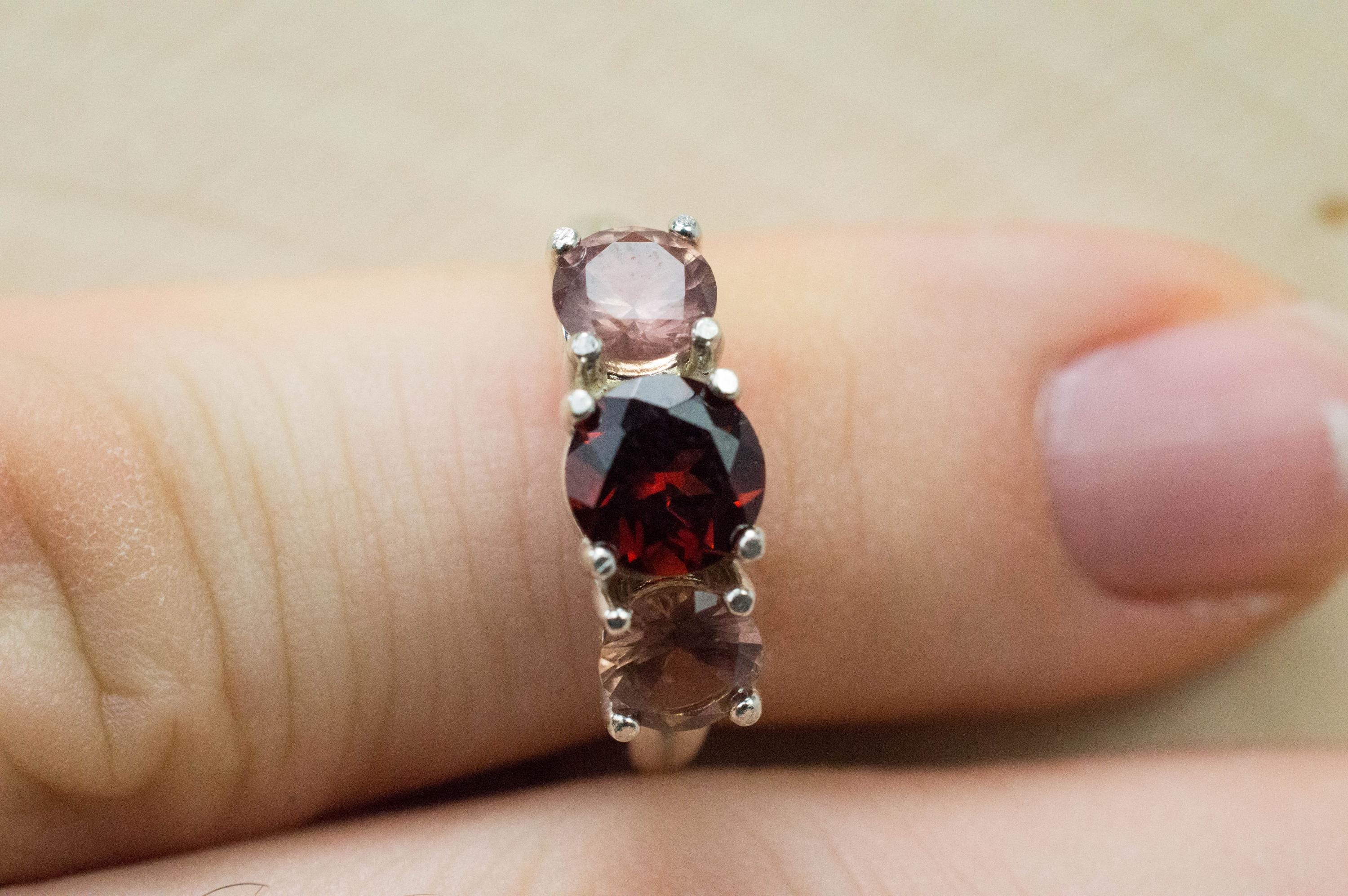 Pyrope and Imperial Garnet Ring; Genuine Untreated Garnets