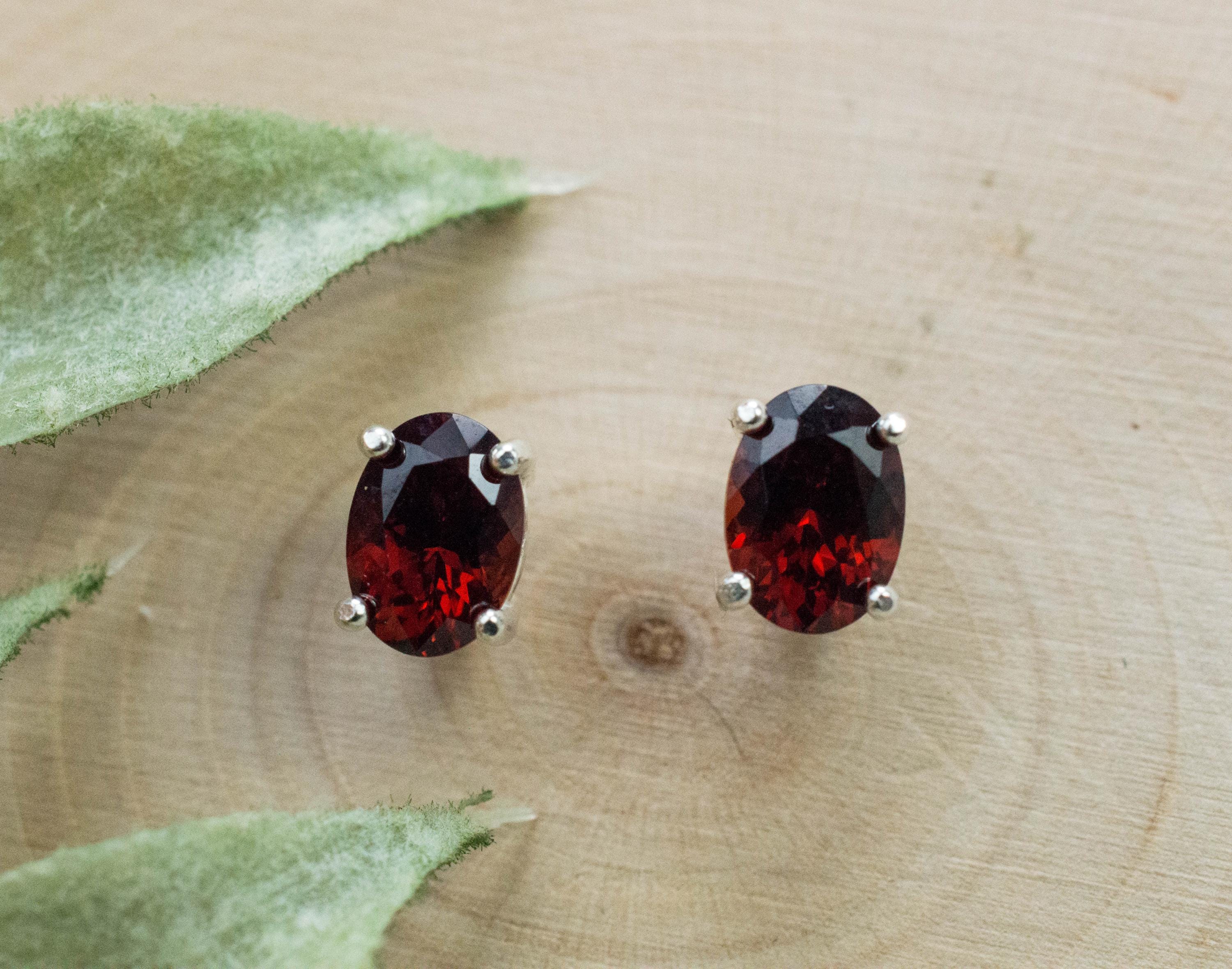 Pyrope Garnet Earrings; Genuine Untreated Madagascar Garnet; 1.970cts