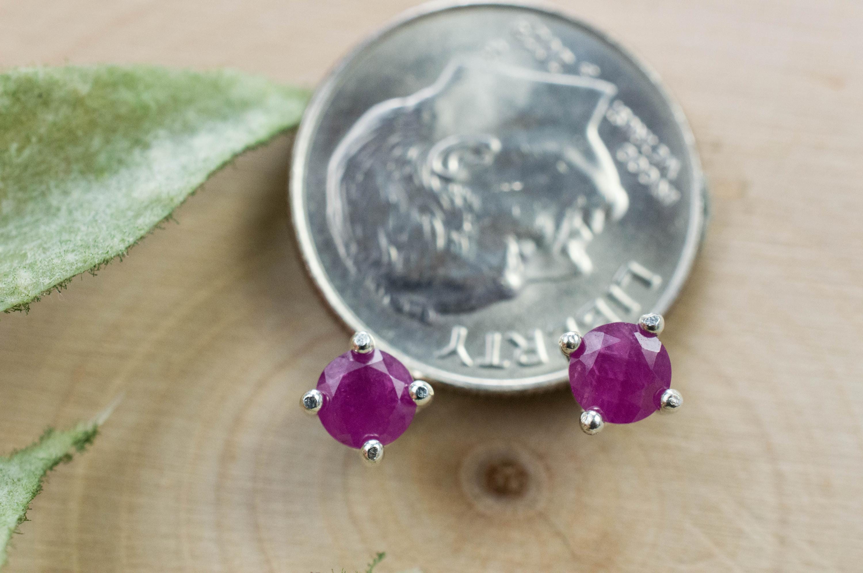 Ruby Earrings; Natural India Ruby; 0.640cts