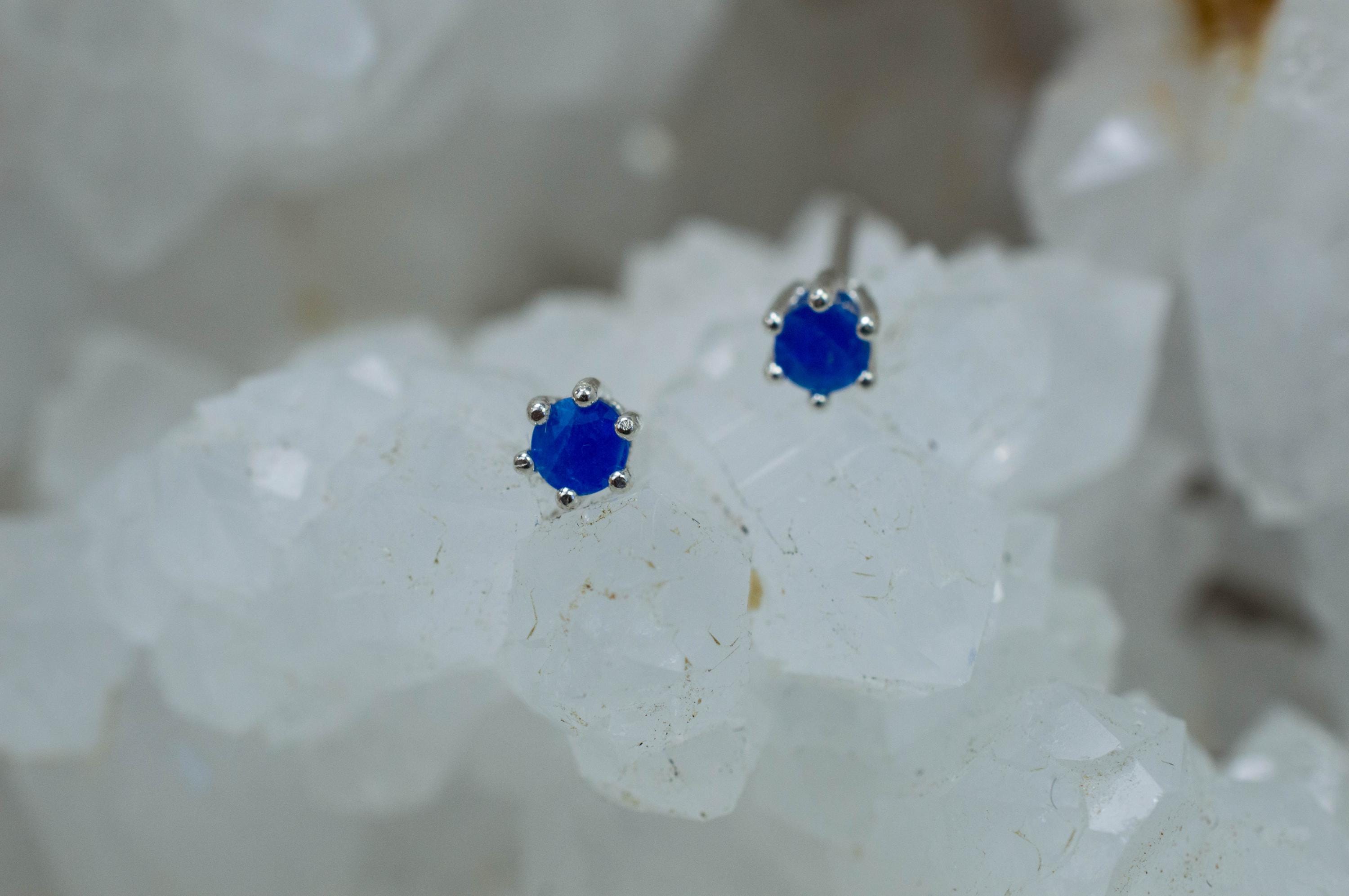 Sodalite Earrings; Natural Untreated Afghanistan Sodalite; 0.120cts