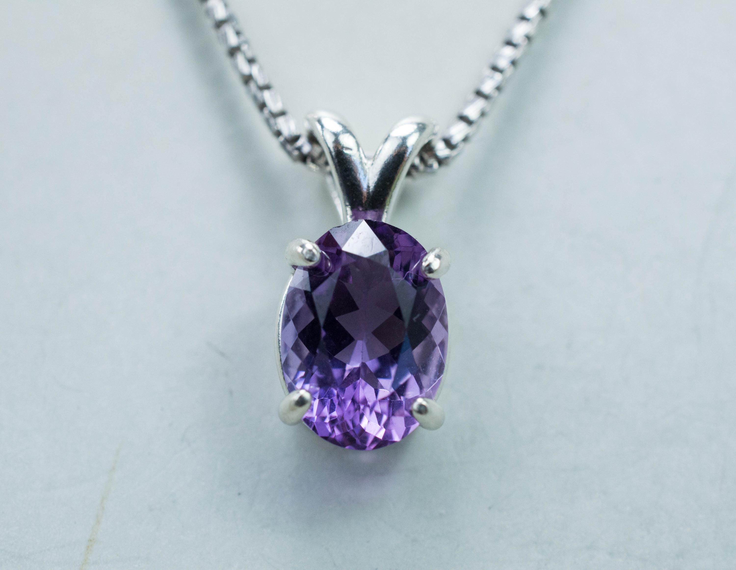 Amethyst Pendant, Untreated Genuine Brazilian Amethyst; 1.975cts