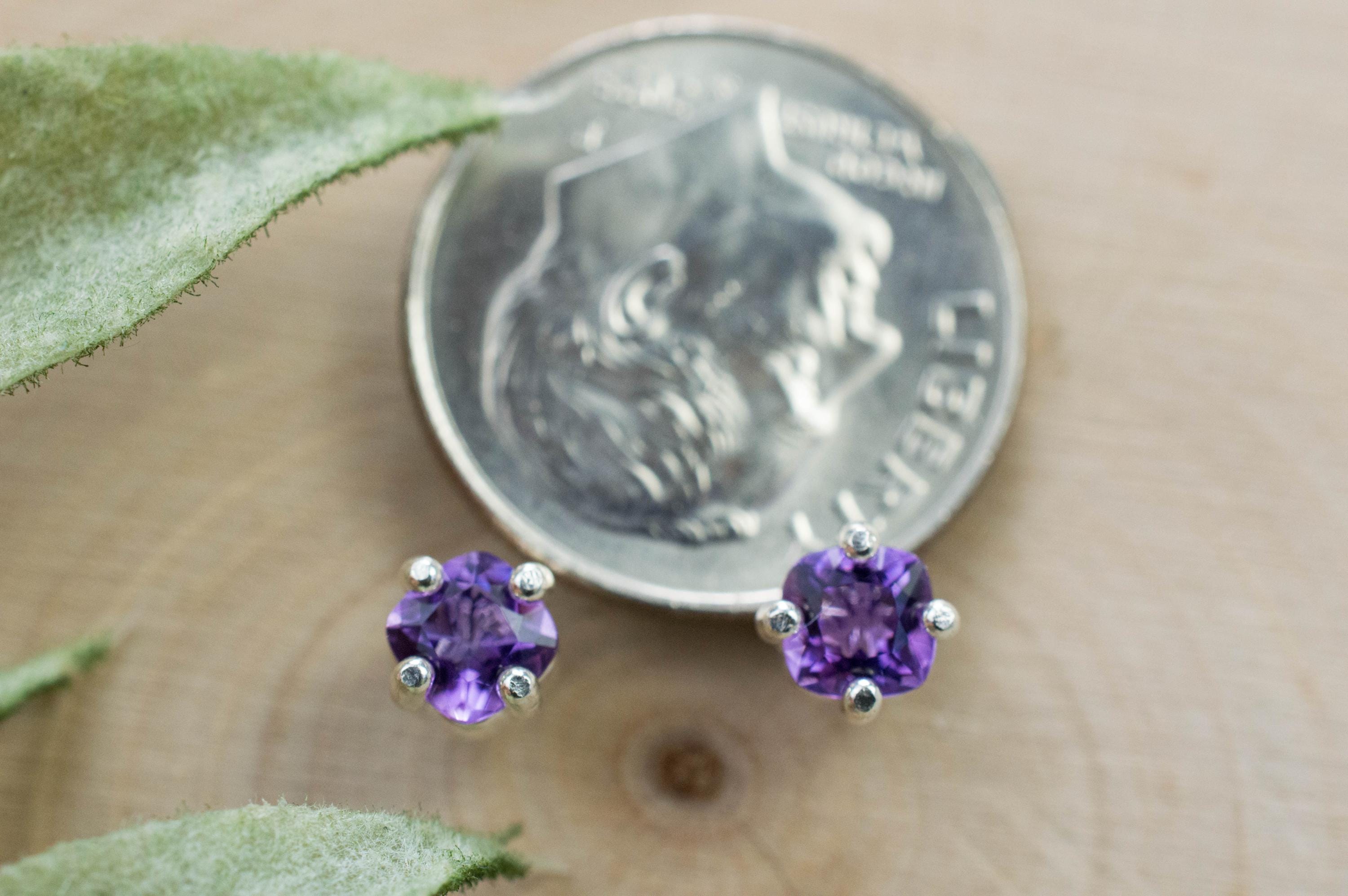 Amethyst Earrings, Natural Untreated Zambian Amethyst; 0.485cts