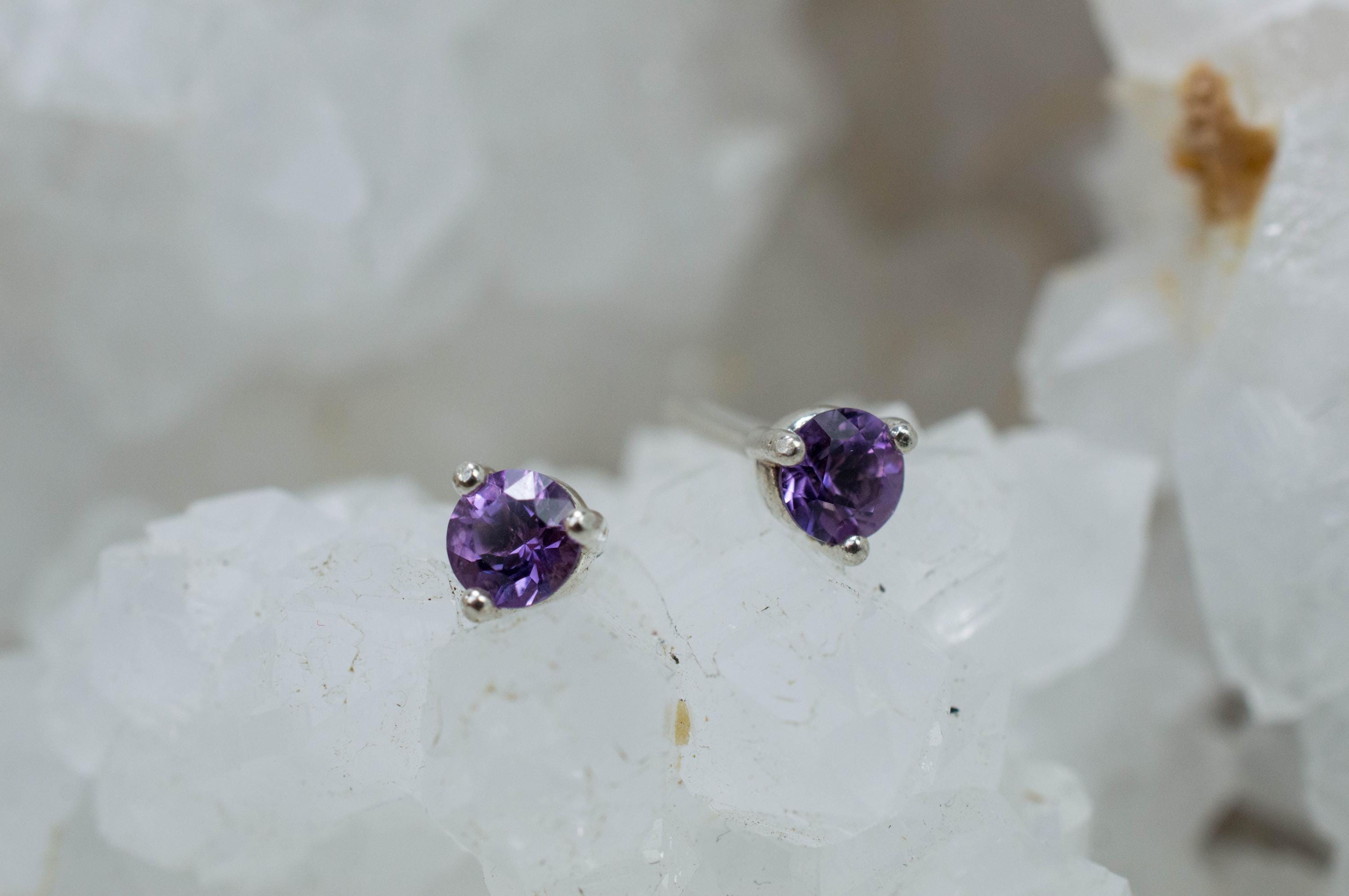 Amethyst Earrings, Natural Untreated Brazilian Amethyst; 0.465cts