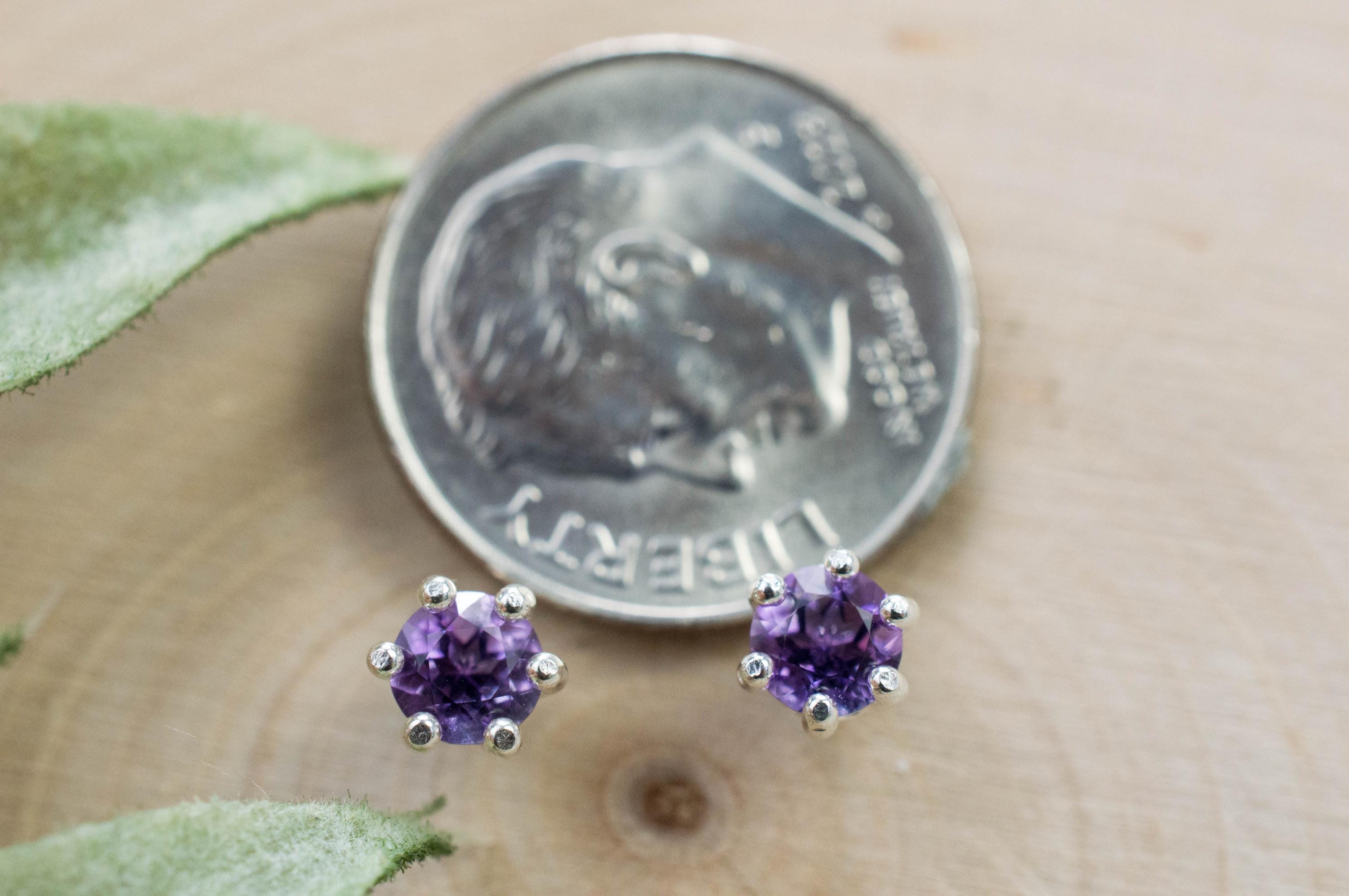 Amethyst Earrings, Natural Untreated Brazilian Amethyst; 0.470cts