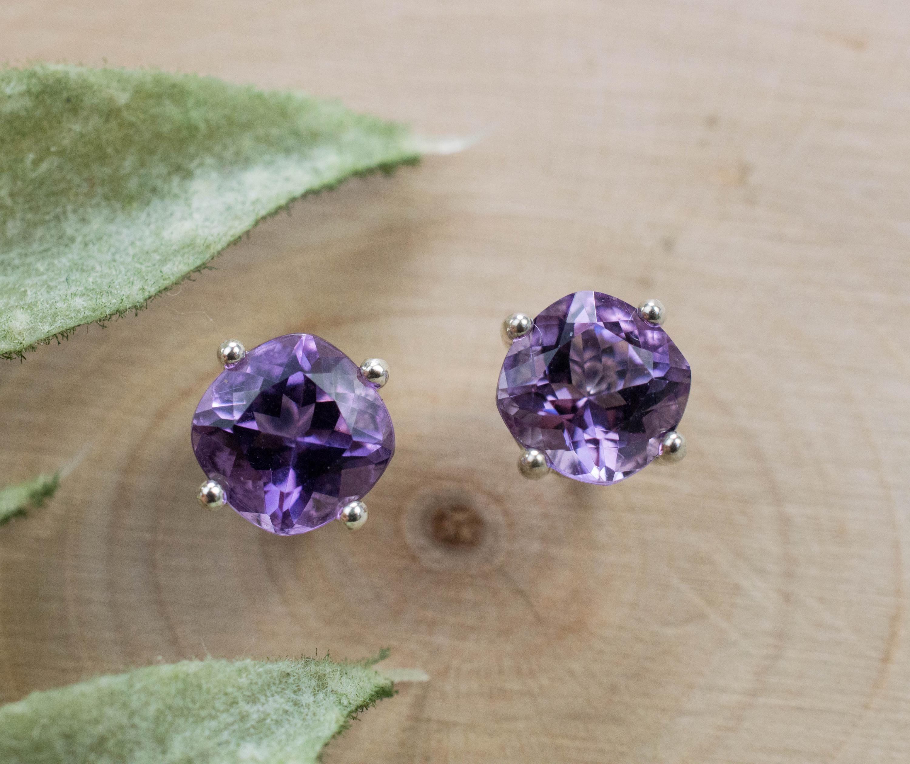 Amethyst Earrings, Natural Untreated Brazilian Amethyst; 1.650cts