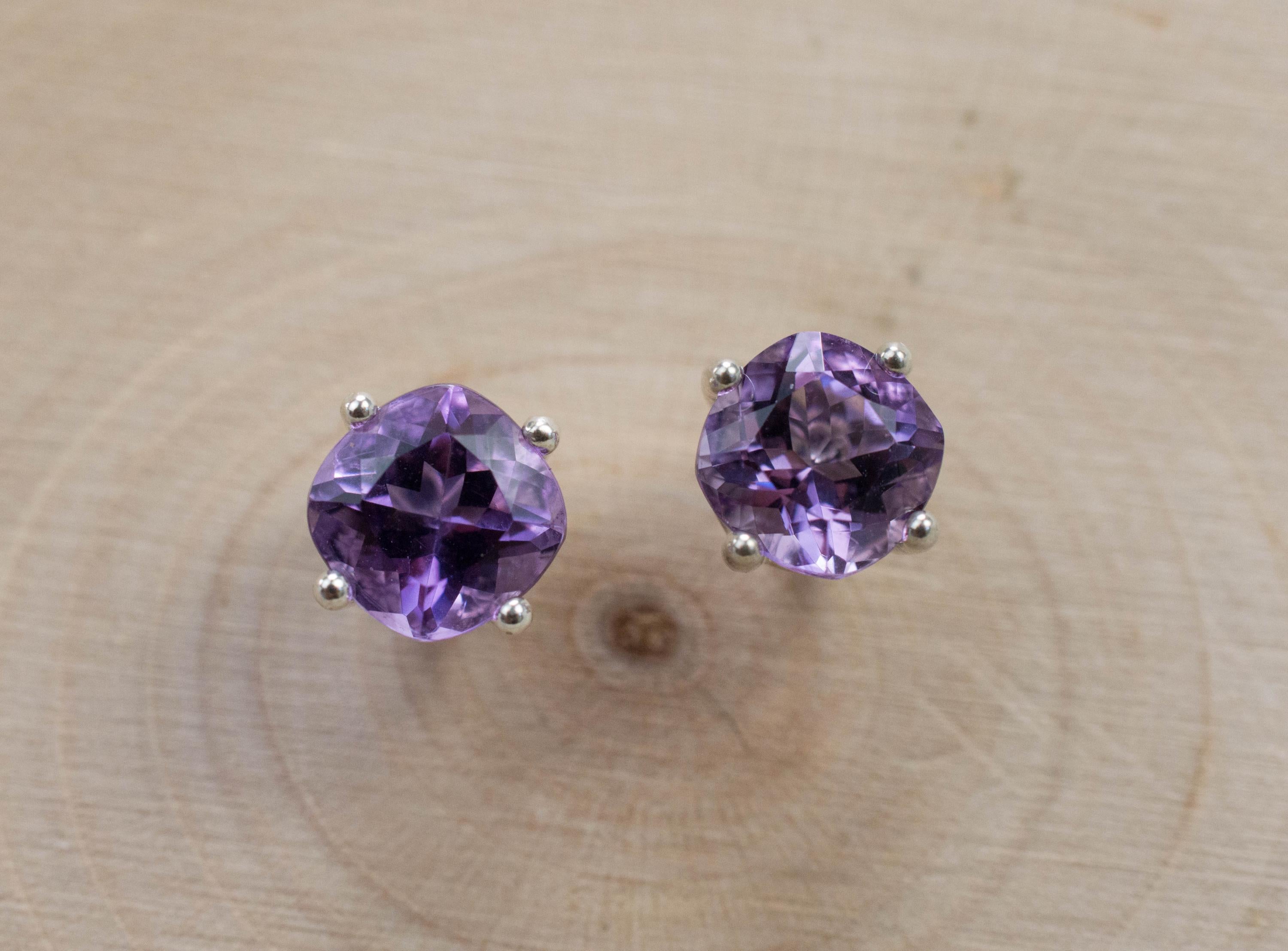 Amethyst Earrings, Natural Untreated Brazilian Amethyst; 1.650cts