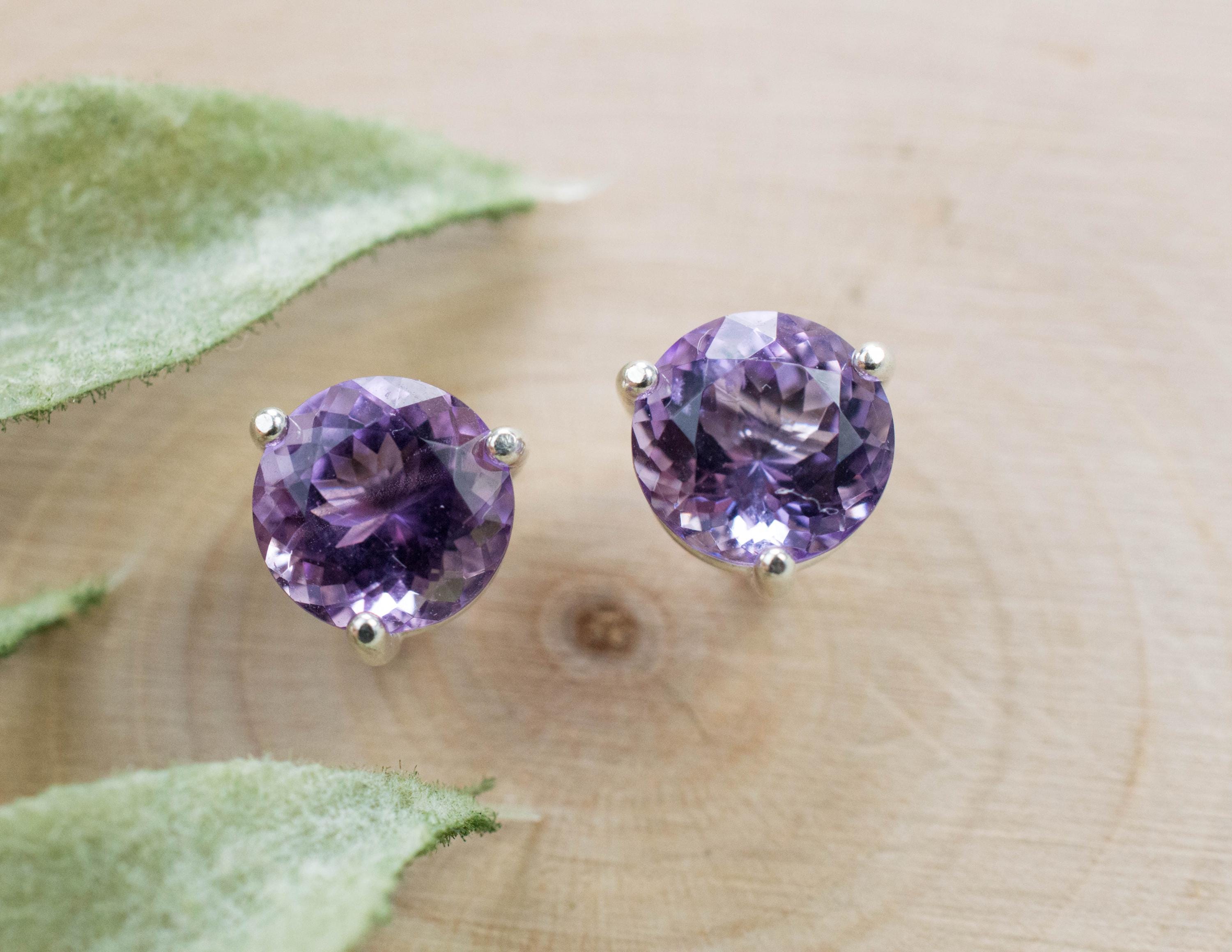 Amethyst Earrings, Natural Untreated Brazilian Amethyst; 2.470cts