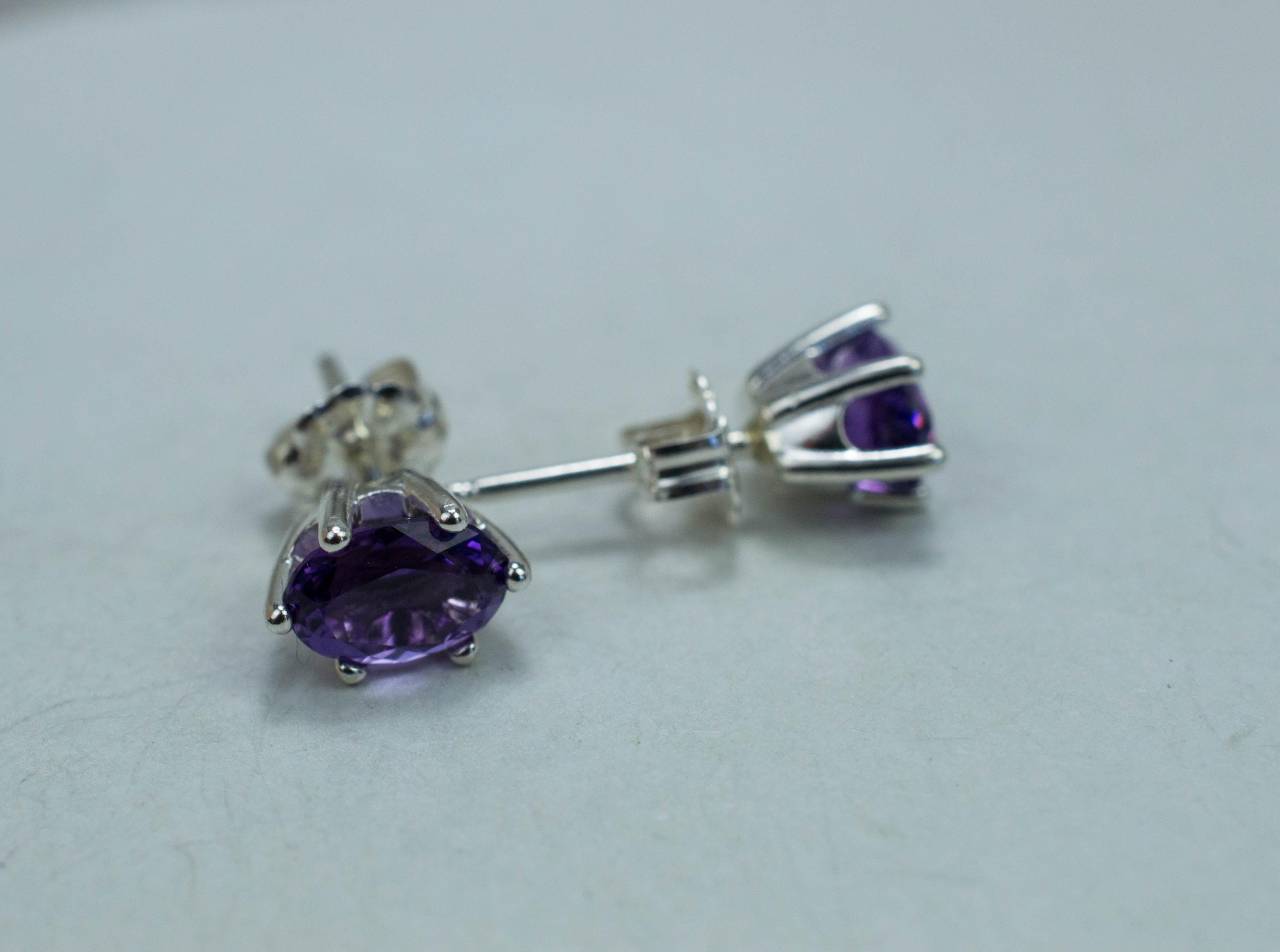 Amethyst Earrings, Natural Untreated Uruguay Amethyst; 1.410cts