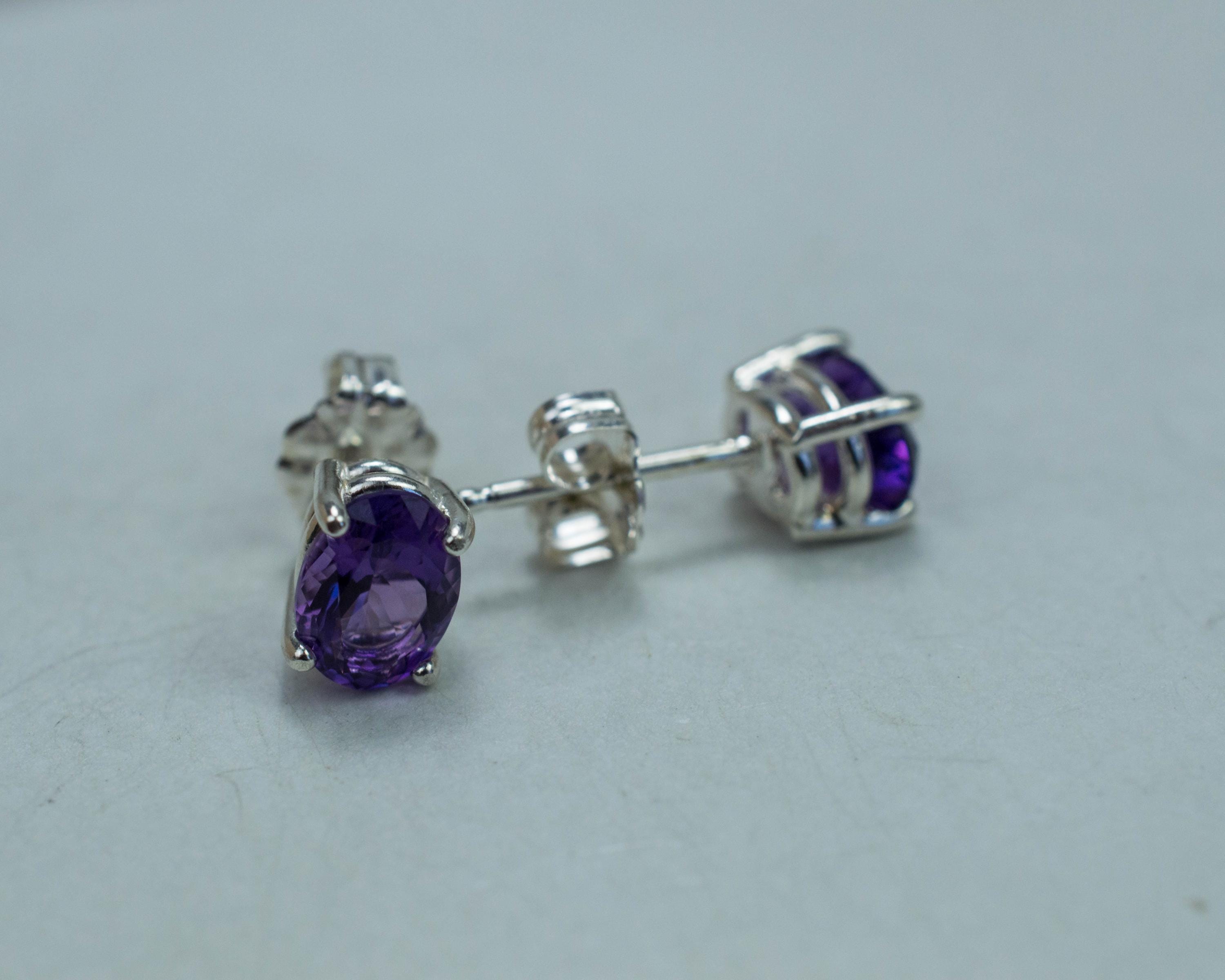 Amethyst Earrings, Natural Untreated Uruguay Amethyst; 1.430cts