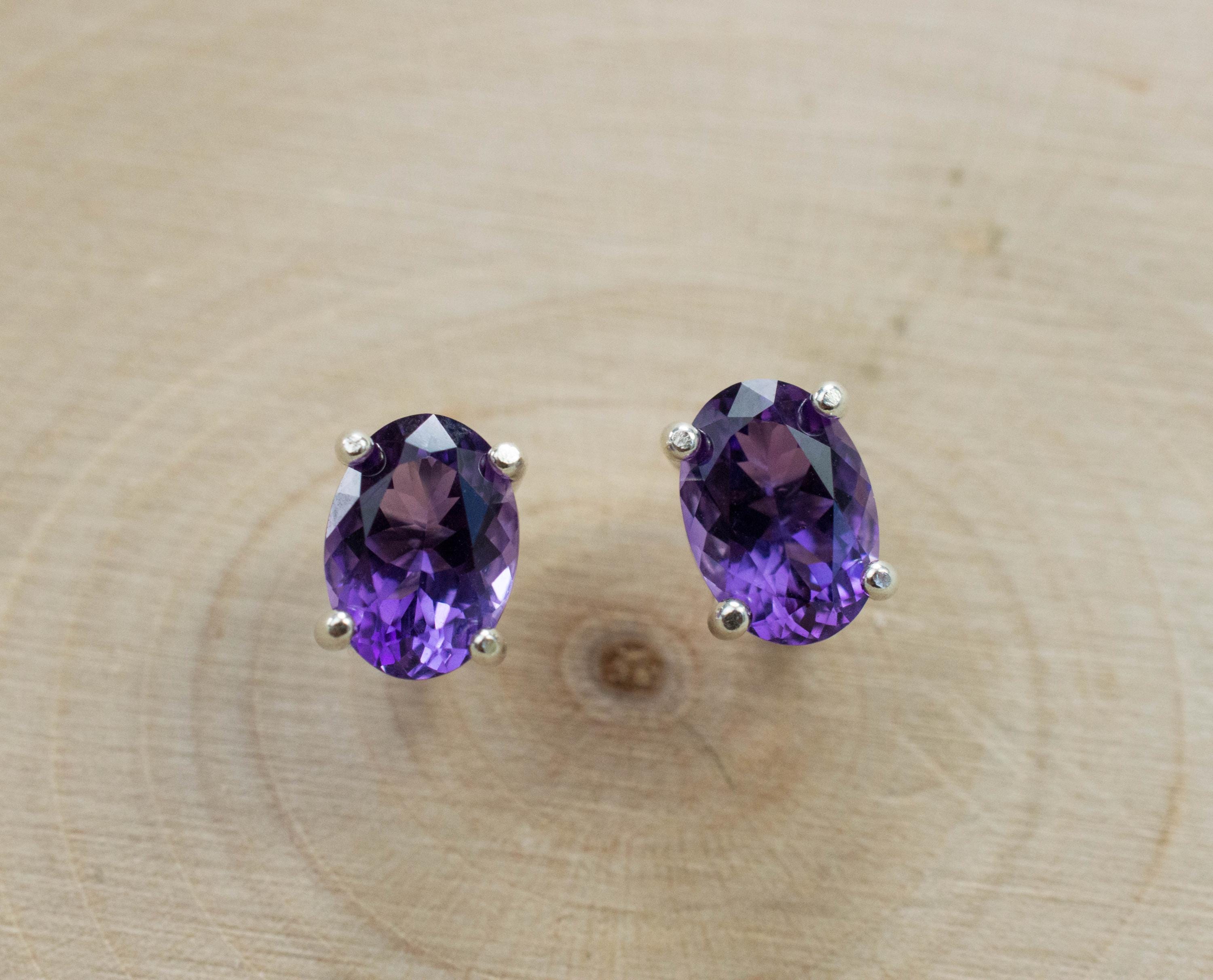 Amethyst Earrings, Natural Untreated Uruguay Amethyst; 1.430cts