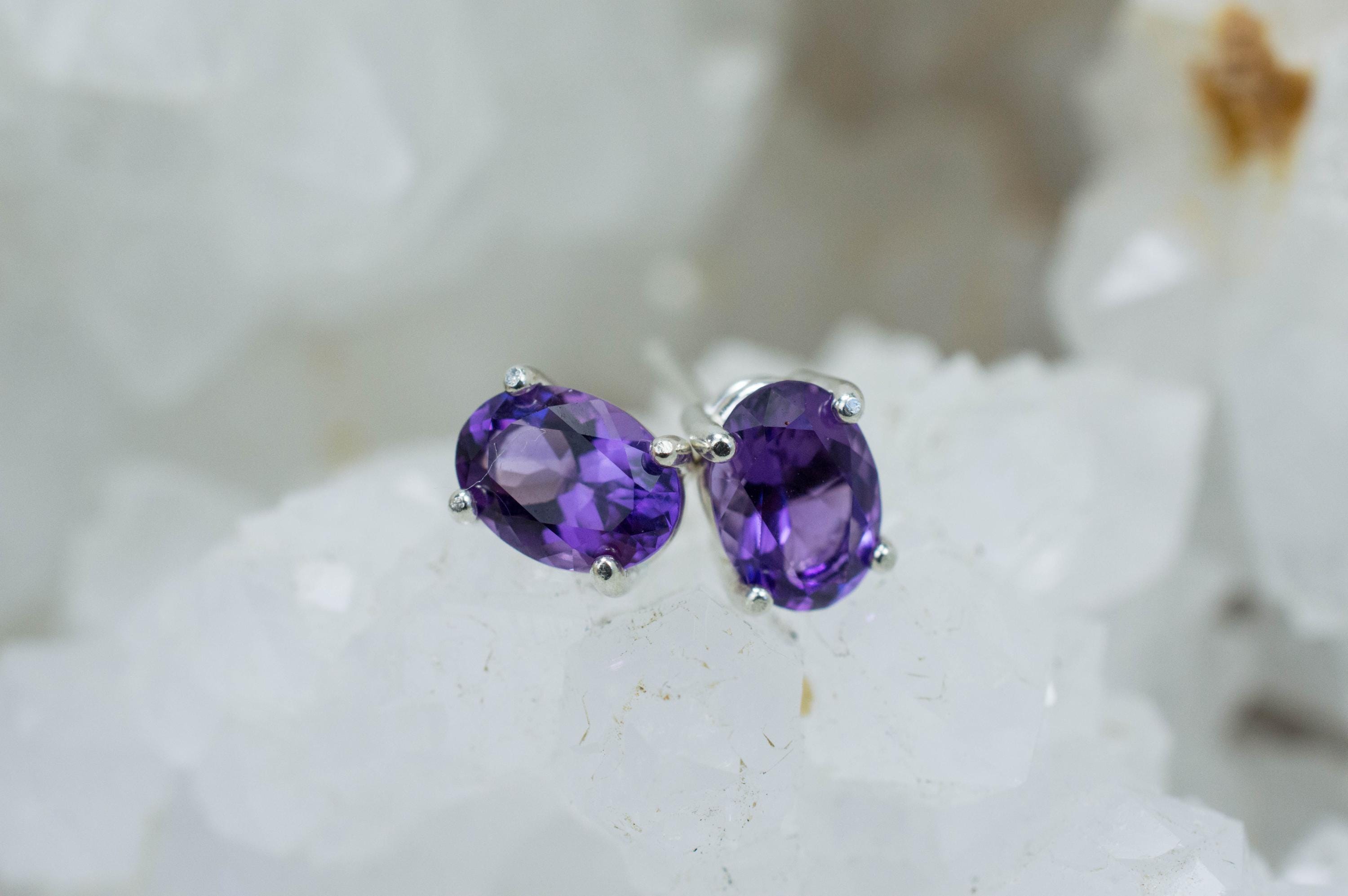 Amethyst Earrings, Natural Untreated Uruguay Amethyst; 1.430cts