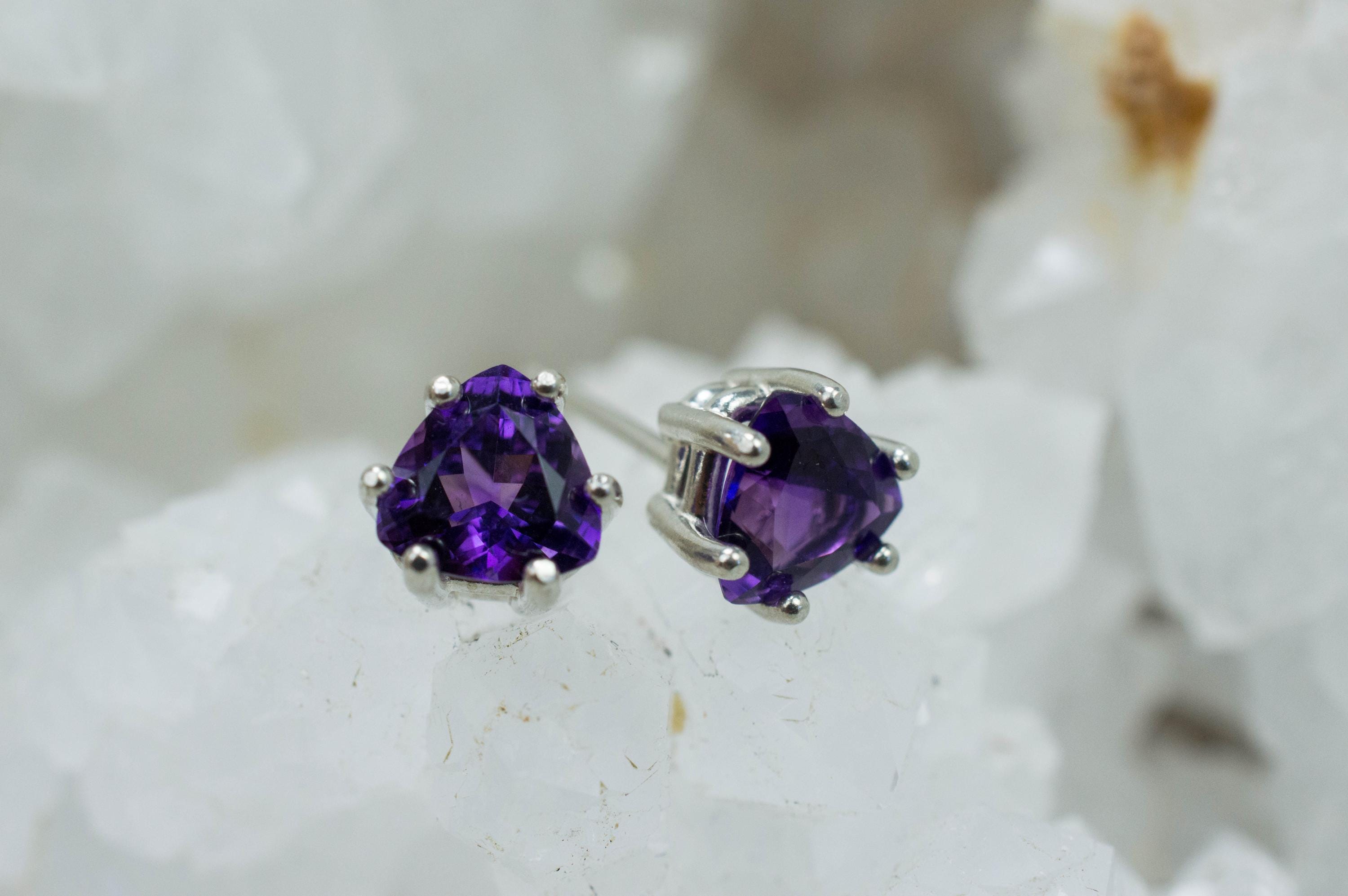 Amethyst Earrings, Natural Untreated Uruguay Amethyst; 1.465cts