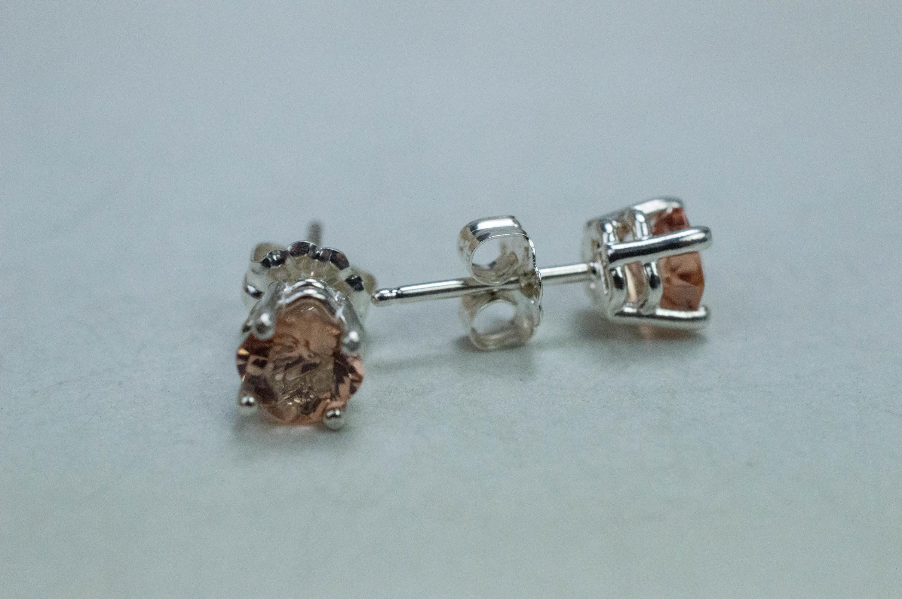 Peach Tourmaline Earrings; Natural Untreated Brazilian Tourmaline; 1.075cts