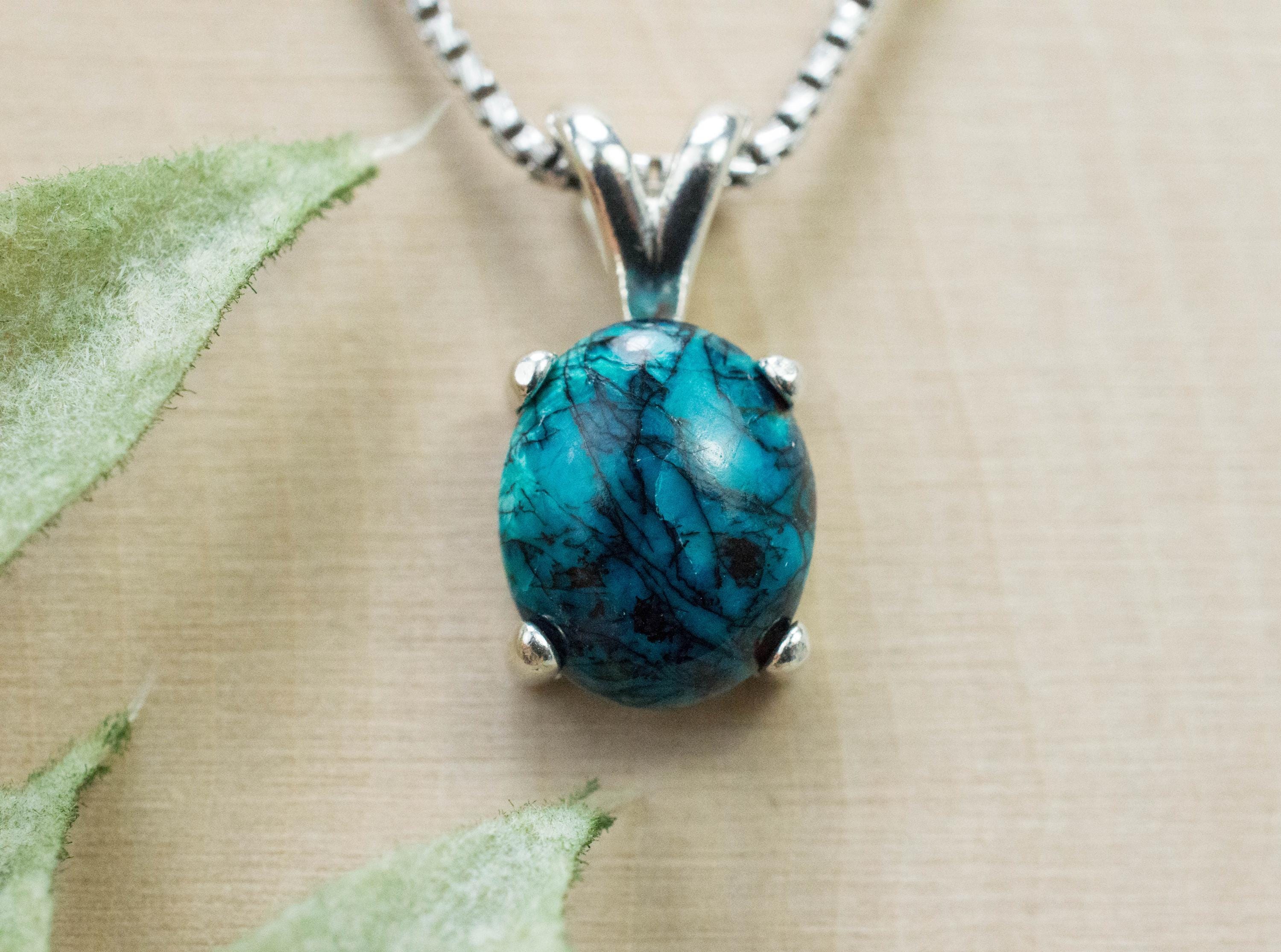 Chrysocolla Pendant; Natural Untreated Arizona Inspiration Mine Chrysocolla; 2.970cts