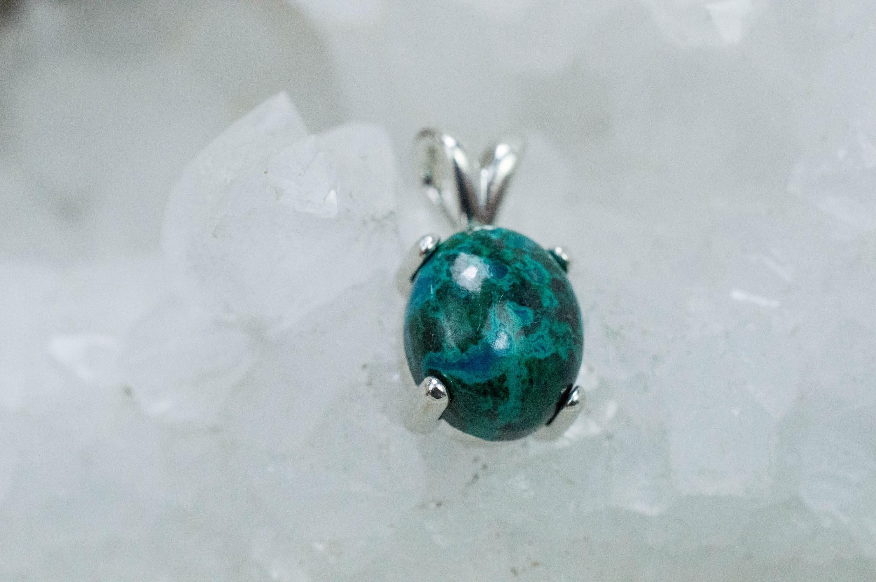 Chrysocolla Pendant; Natural Untreated Arizona Inspiration Mine Chrysocolla; 5.100cts