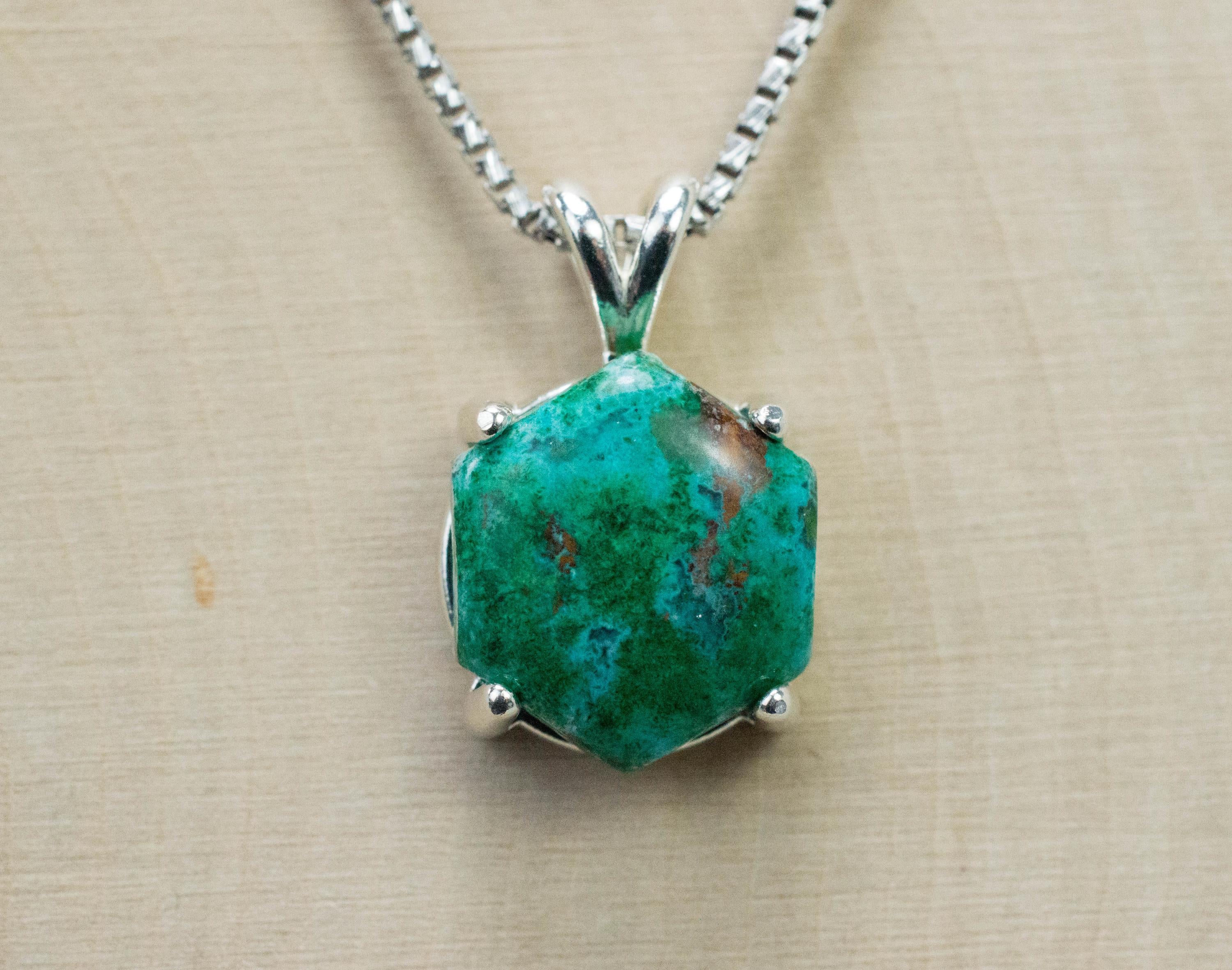 Chrysocolla Pendant; Natural Untreated Arizona Inspiration Mine Chrysocolla; 5.840cts