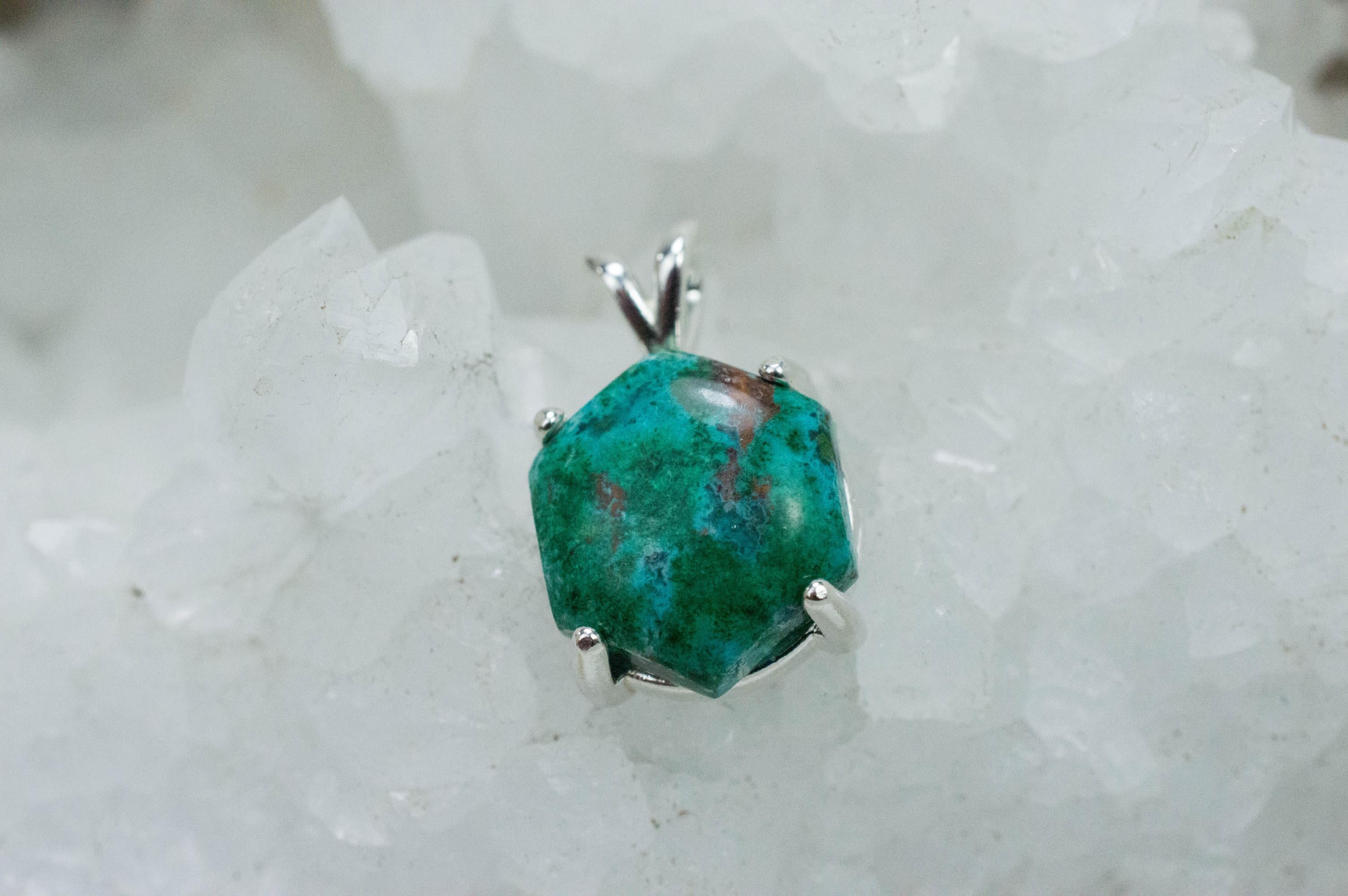 Chrysocolla Pendant; Natural Untreated Arizona Inspiration Mine Chrysocolla; 5.840cts