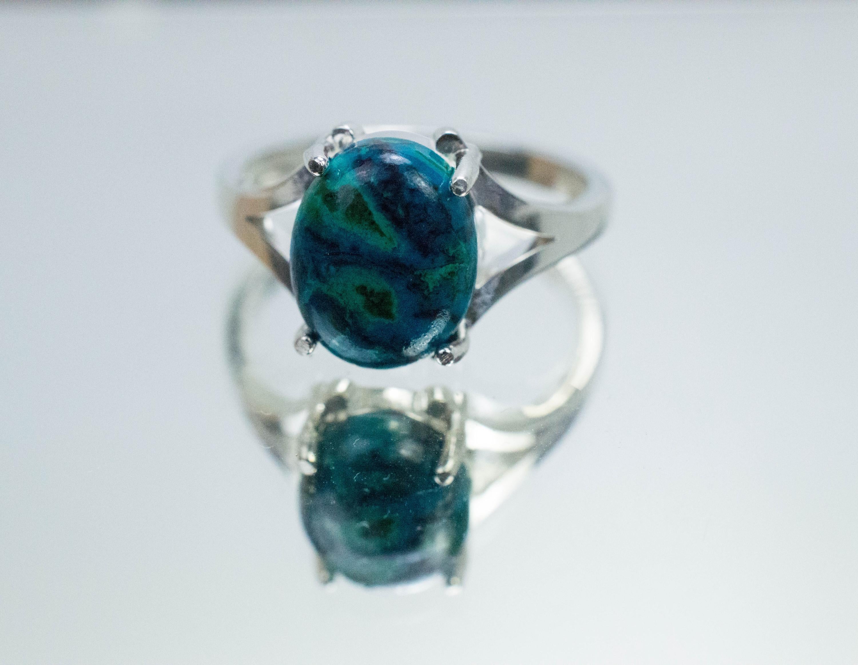 Chrysocolla Ring; Natural Untreated Arizona Inspiration Mine Chrysocolla; 2.715cts