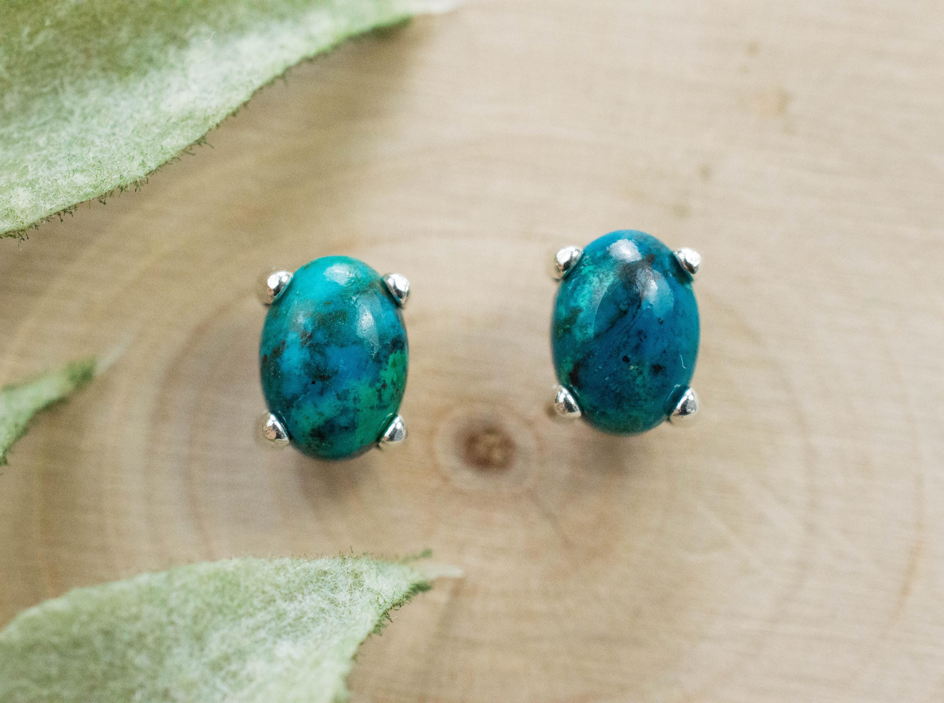 Chrysocolla Earrings; Genuine Untreated Arizona Inspiration Mine Chrysocolla; 1.775cts