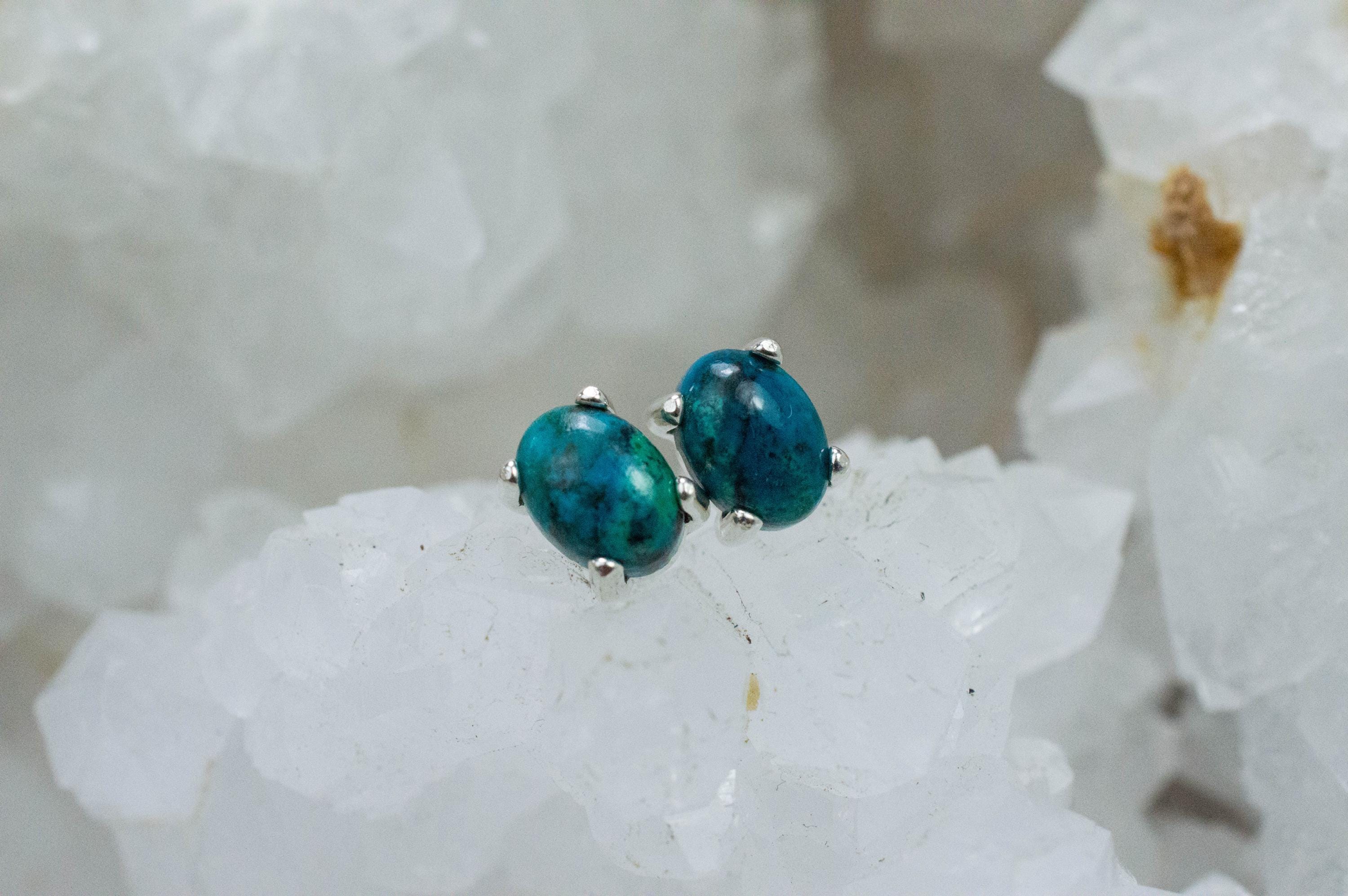 Chrysocolla Earrings; Genuine Untreated Arizona Inspiration Mine Chrysocolla; 1.775cts