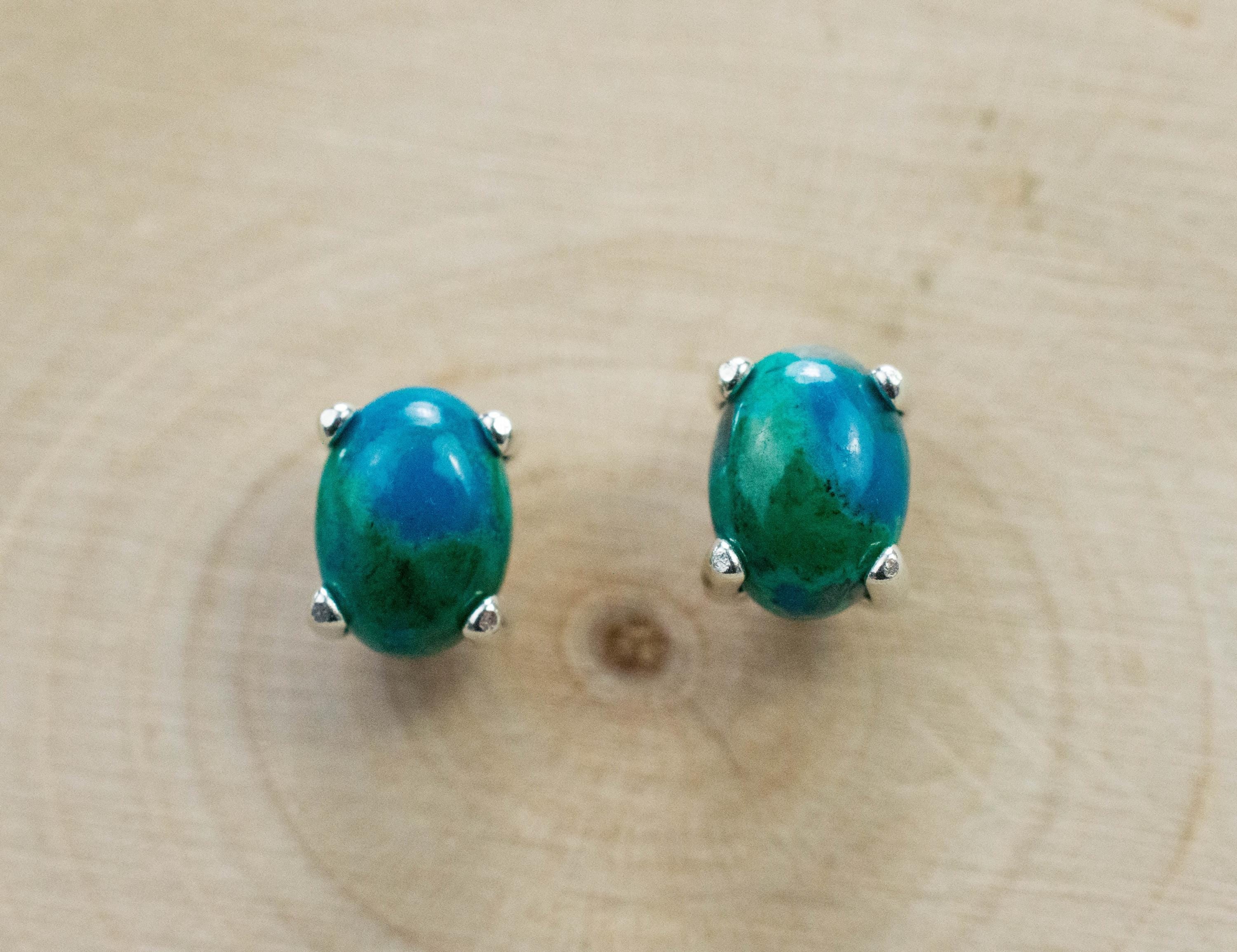 Chrysocolla Earrings; Genuine Untreated Arizona Inspiration Mine Chrysocolla; 1.935cts