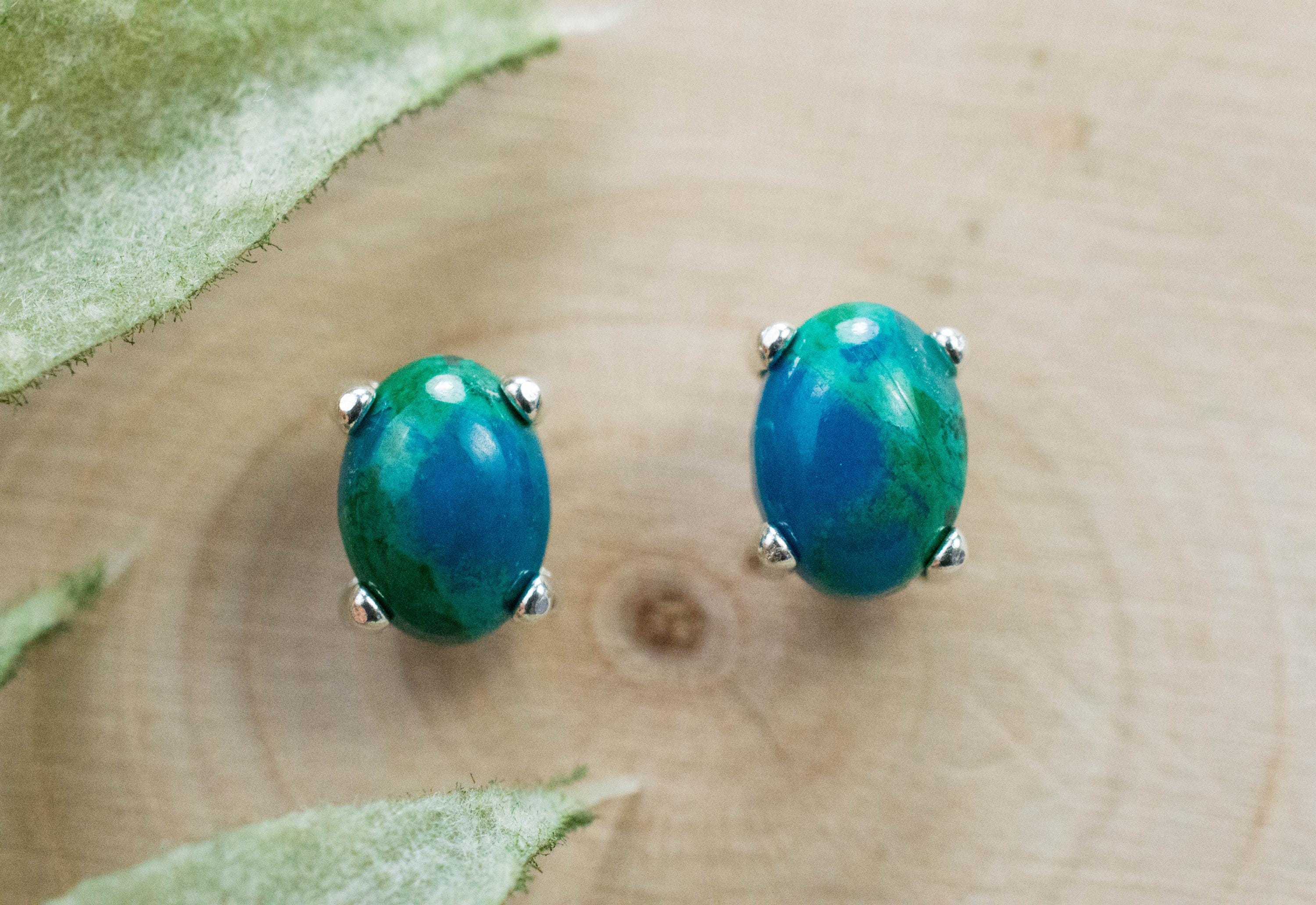 Chrysocolla Earrings; Genuine Untreated Arizona Inspiration Mine Chrysocolla; 2.035cts