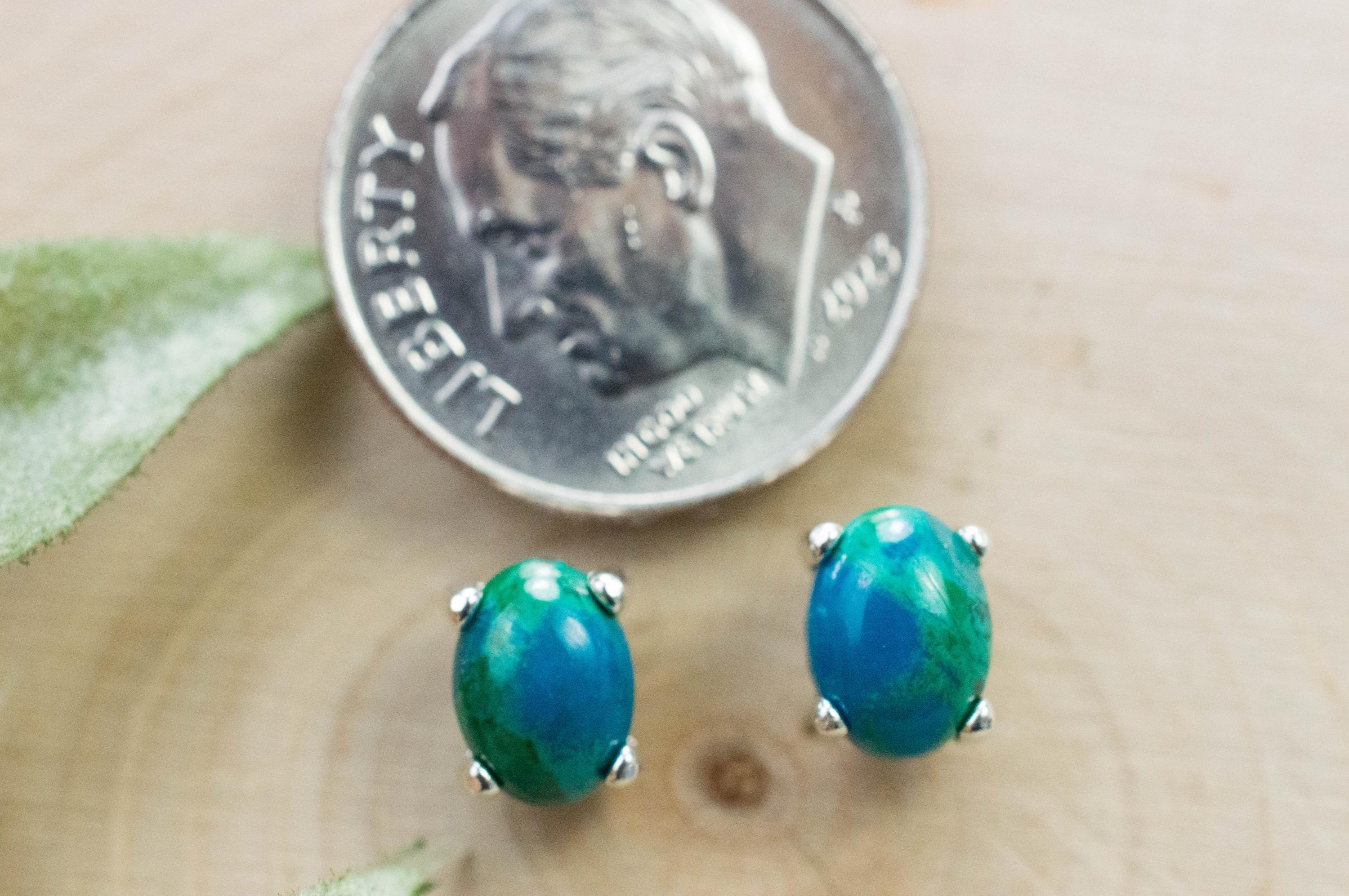 Chrysocolla Earrings; Genuine Untreated Arizona Inspiration Mine Chrysocolla; 2.035cts